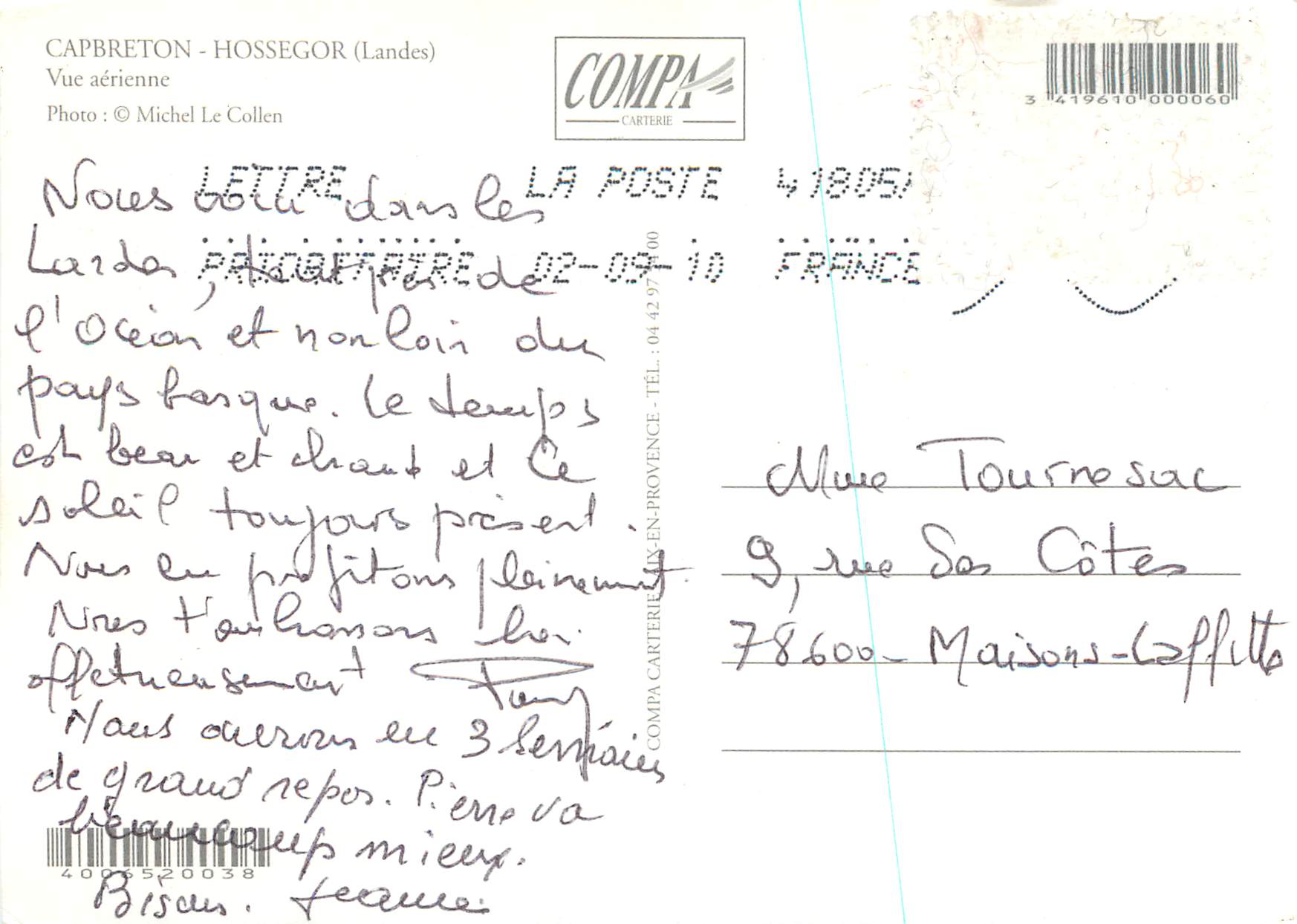CPM Capbreton Hossegor (Landes) Cote Landaise Vue Aerienne — Rückseite
