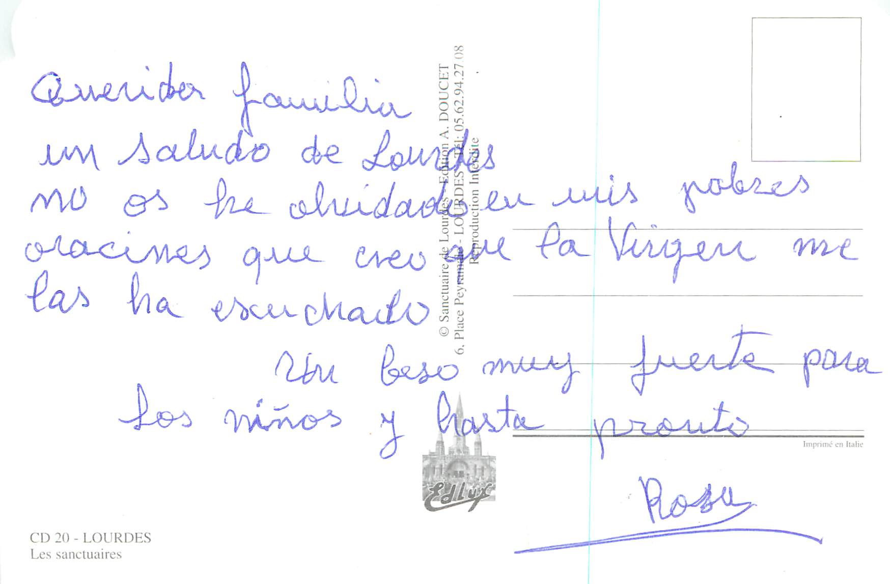 CPM Lourdes de Tout Coeur Les sanctuaires — Verso