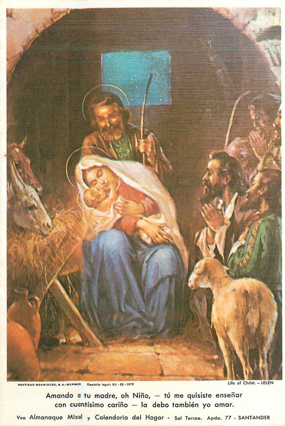 Calendrier 1980 Santander Amando a tu Madre oh Nino Tu me Quisiste Ensenar con Cuantisimo Carino