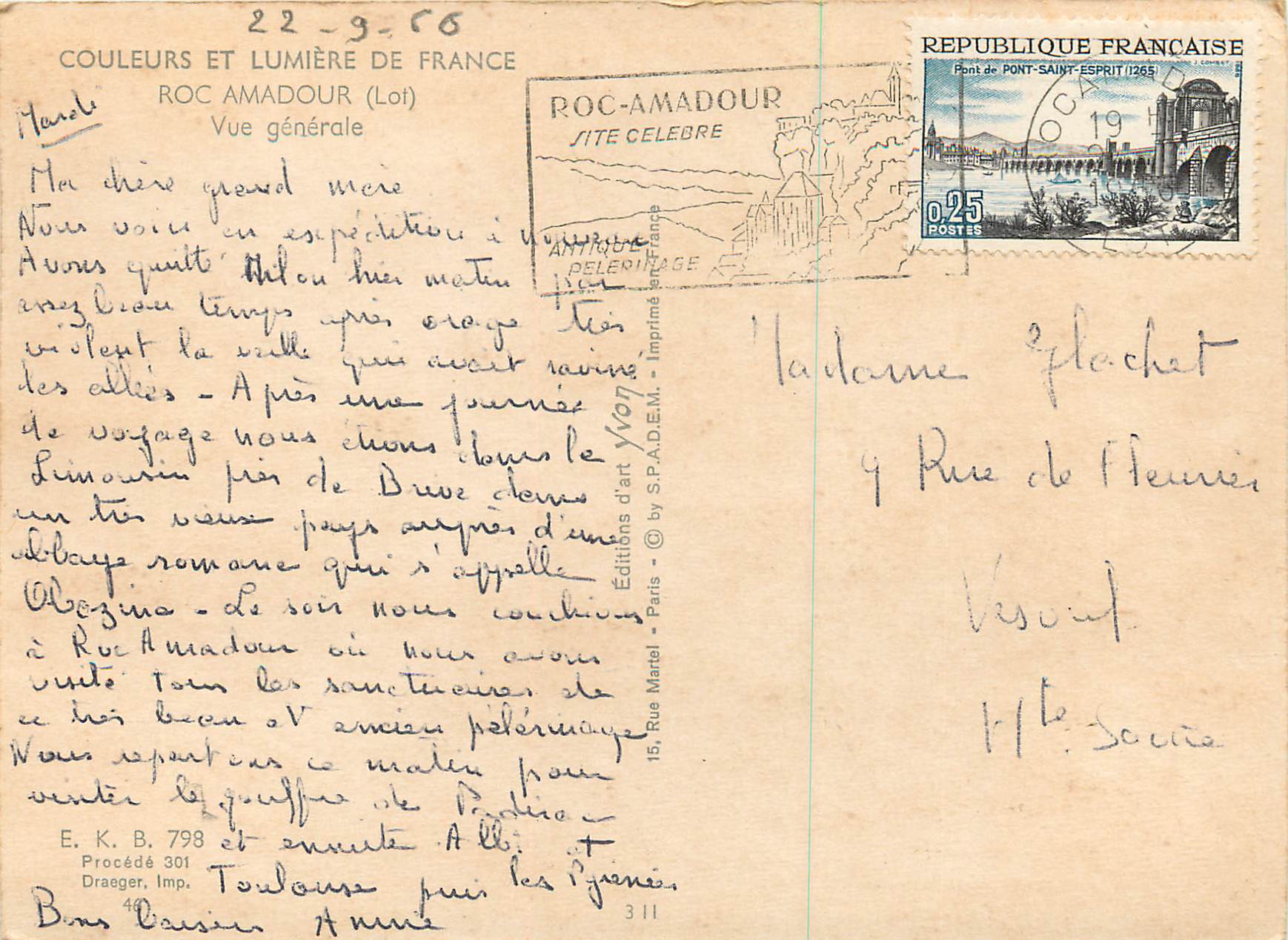 CPM Roc Amadour (Lot) Vue Generale Couleurs et Lumiere de France — Rückseite