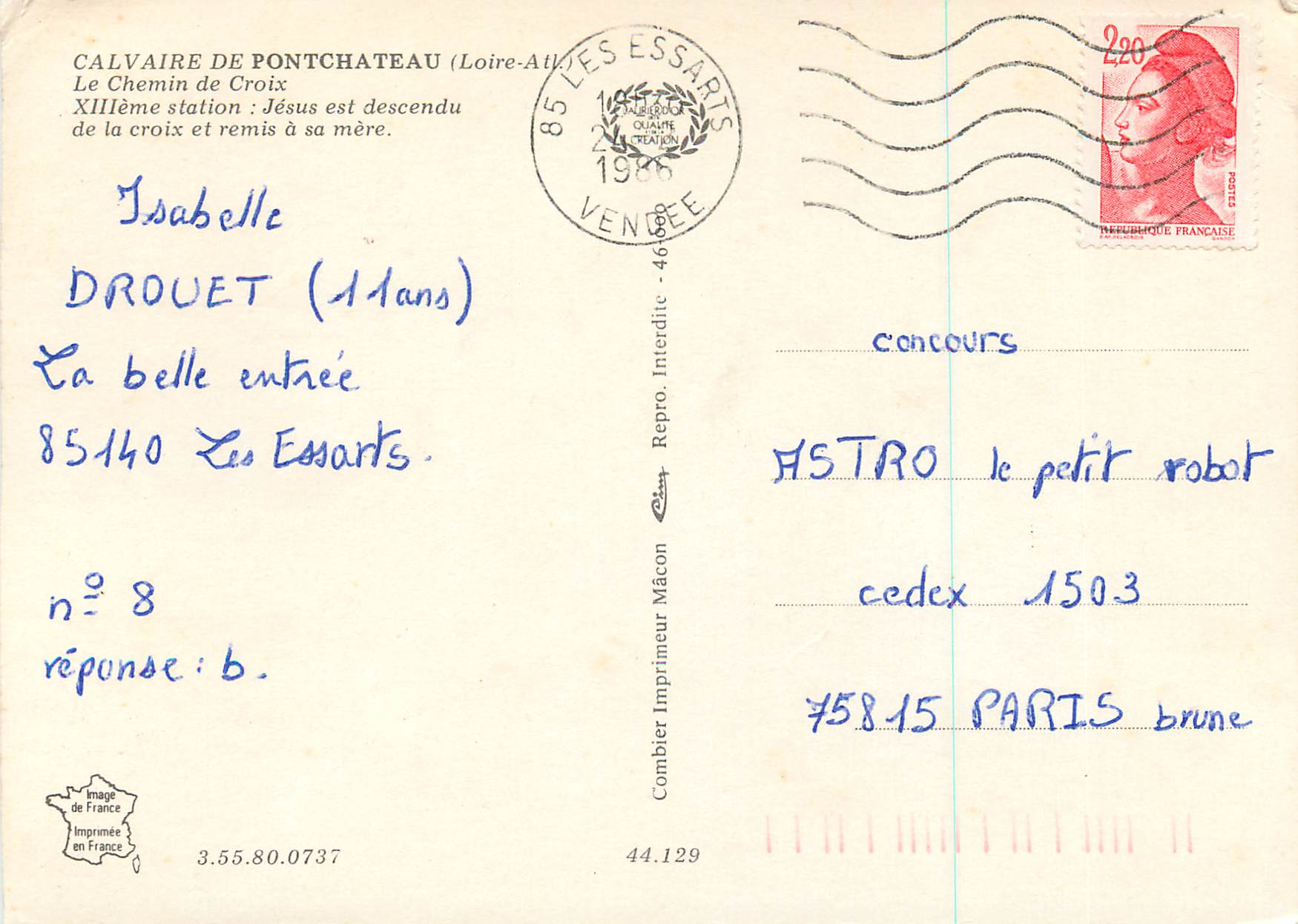 CPM Calvaire de Pontchateau (Loire Alt) le Chemin de Croix — Rückseite