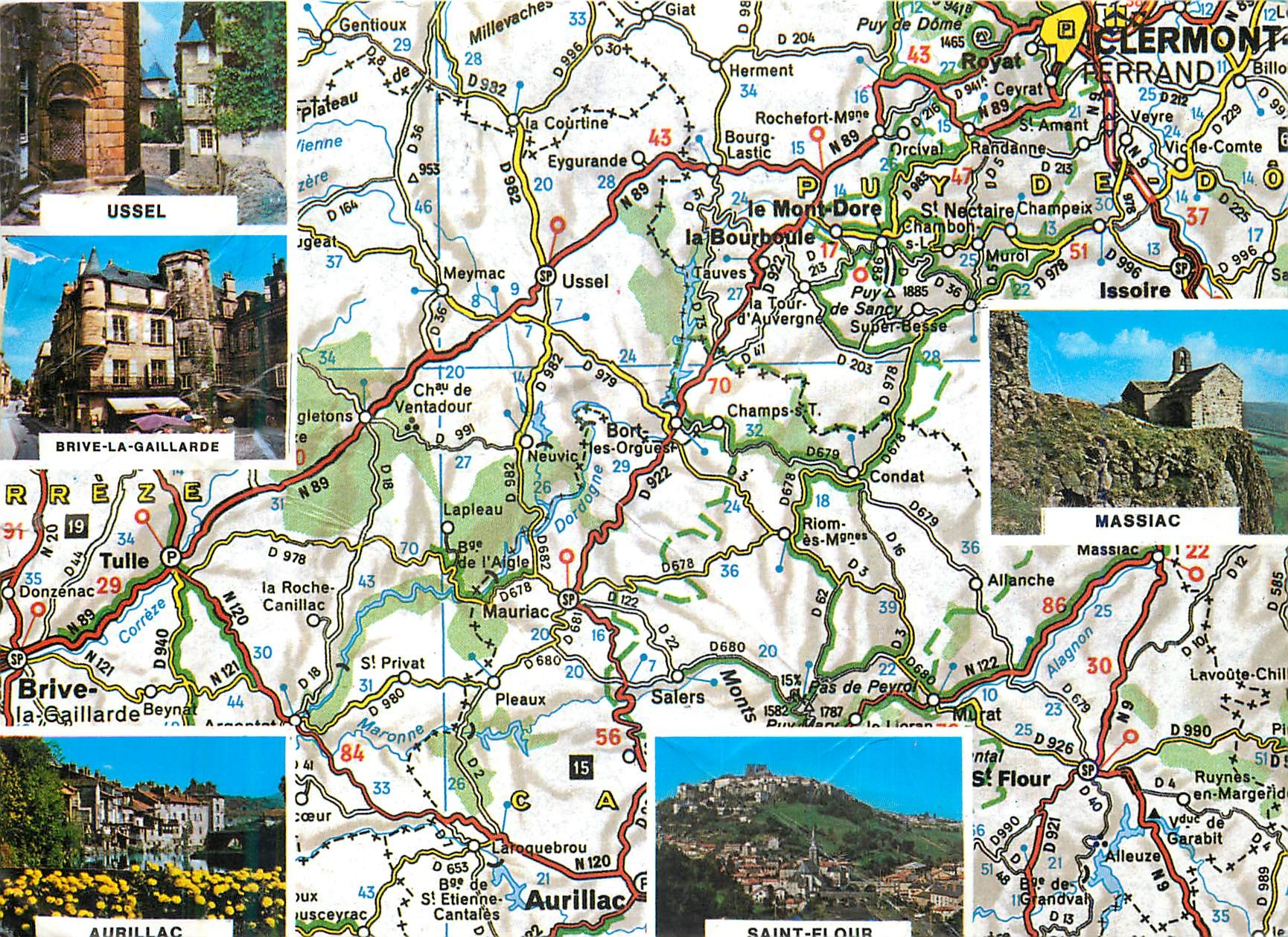 Carte postale touristique — Avergne et Limousin — Éditions S.P.A.D.E.M.