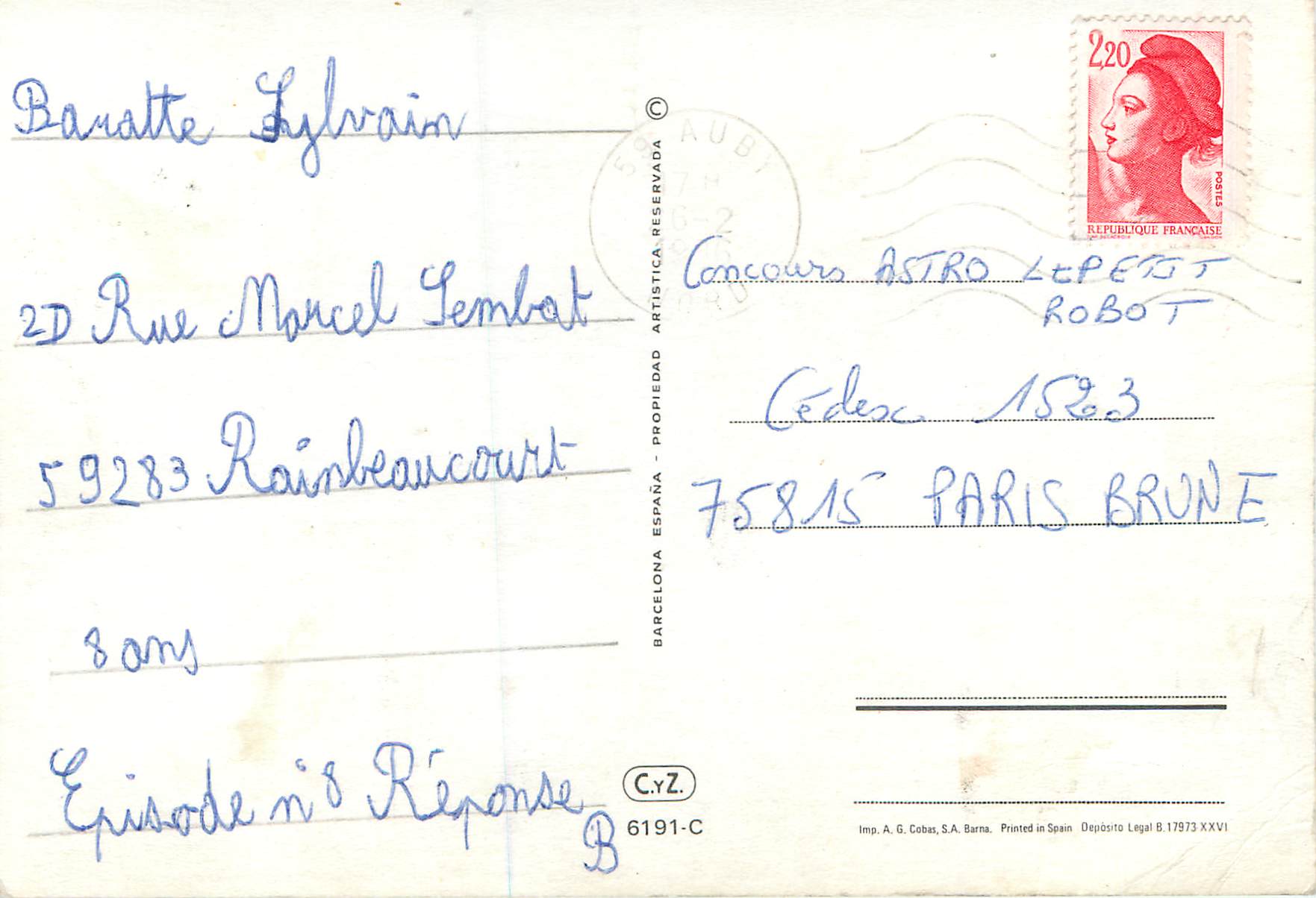 CPA Enfant Lapin Ecureuil Tortue — Rückseite