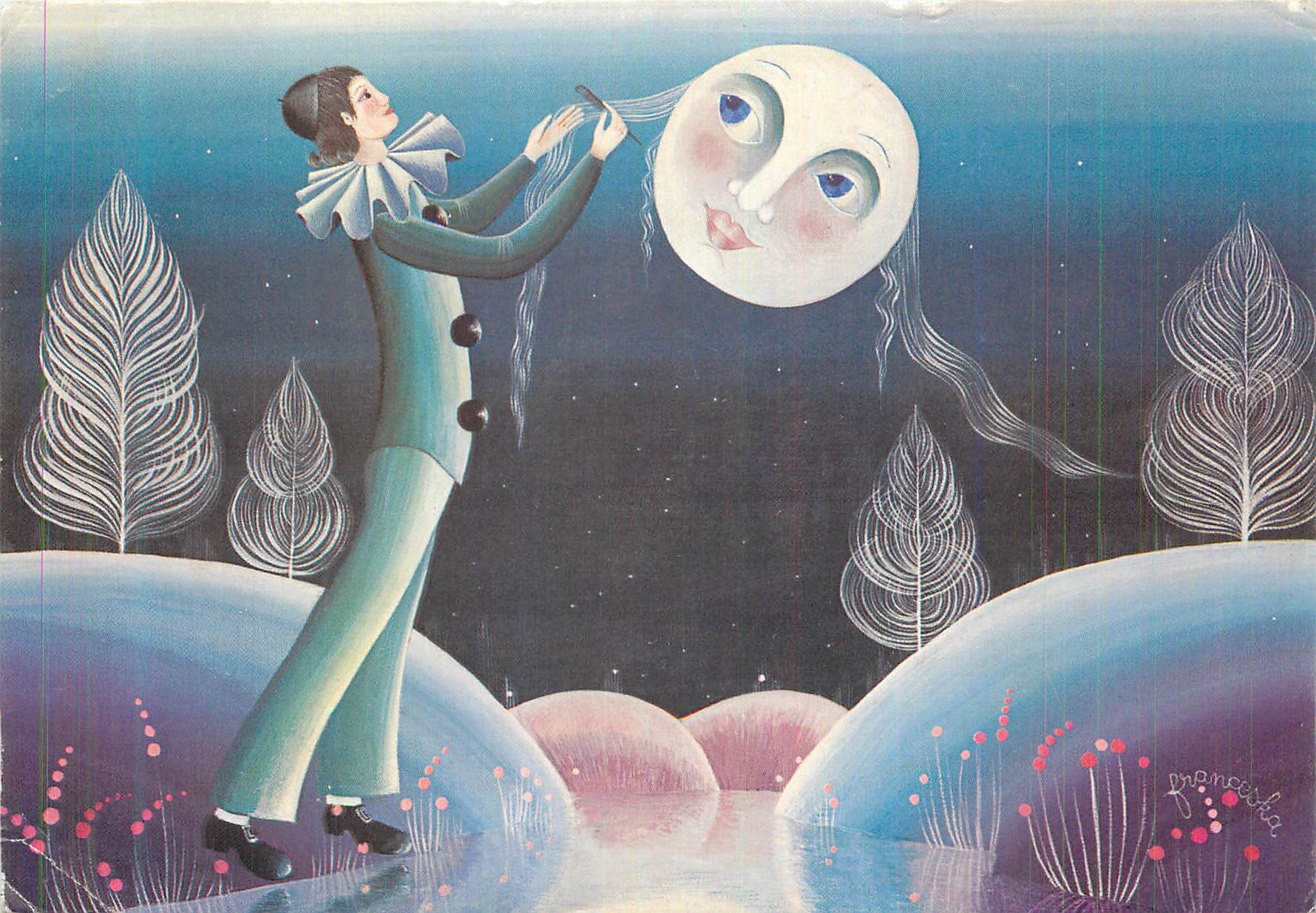 Pierrot peignant la Lune — Franceska, Réf. 2187 — Édition E.D.D. S.a.r.l.