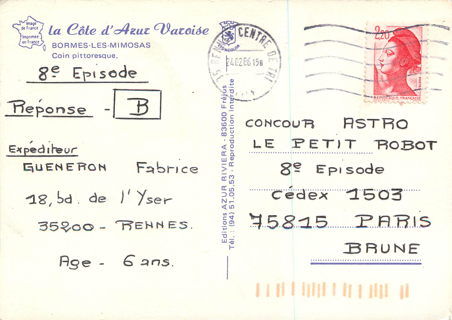 CPM Bormes les Mimosas Coin Pittoresque la Cote d'Azur Varoise — Rückseite