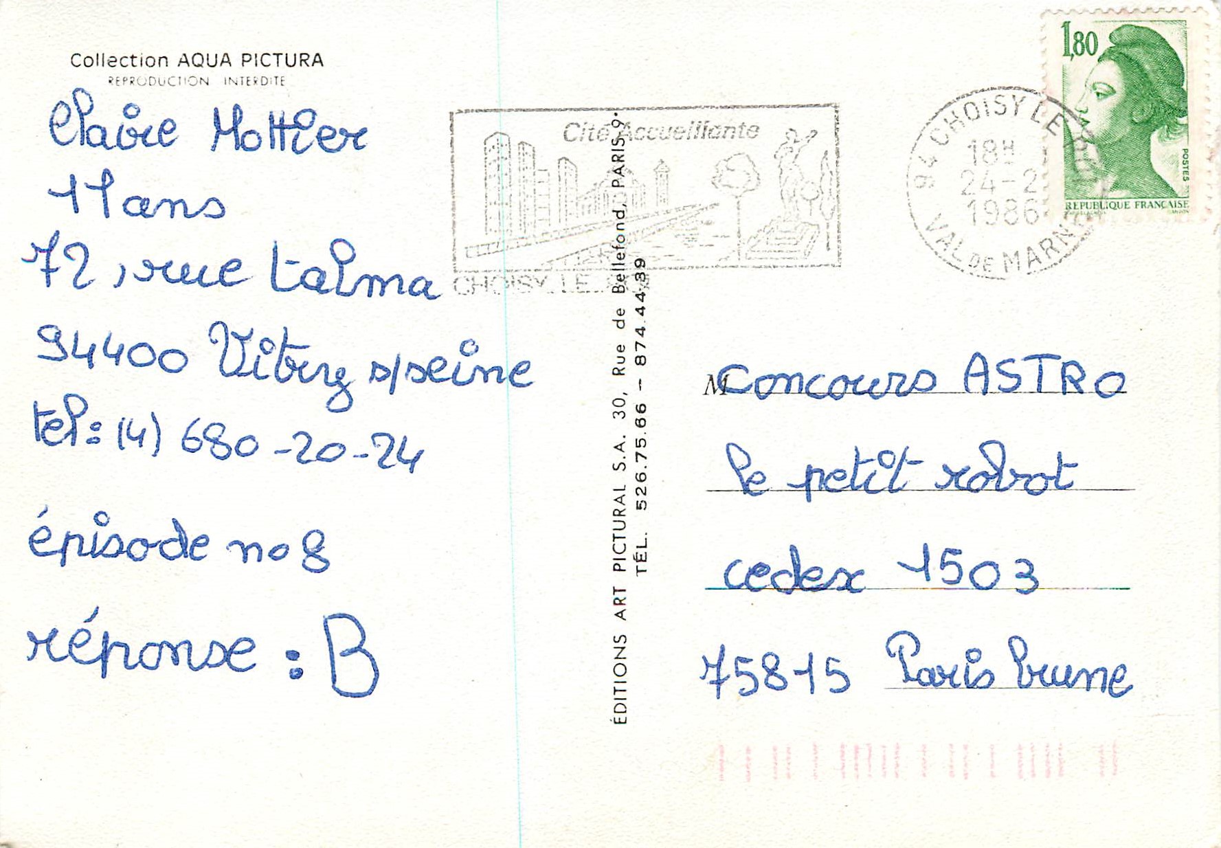 CPM Collection Aqua Pictura Paris Moulin Rouge Montmartre — Rückseite