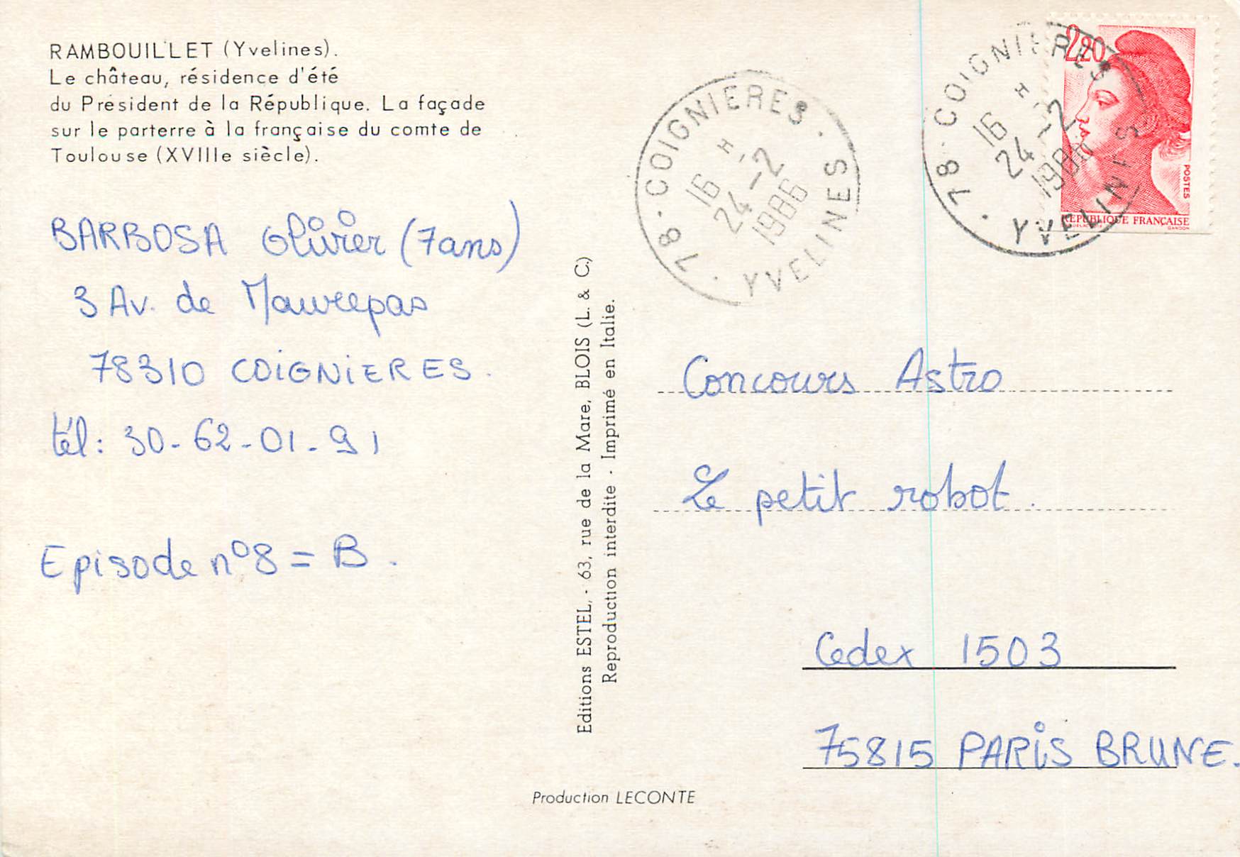 Château de Rambouillet — résidence d'été du Président de la République — Éditions Estel — Reverso