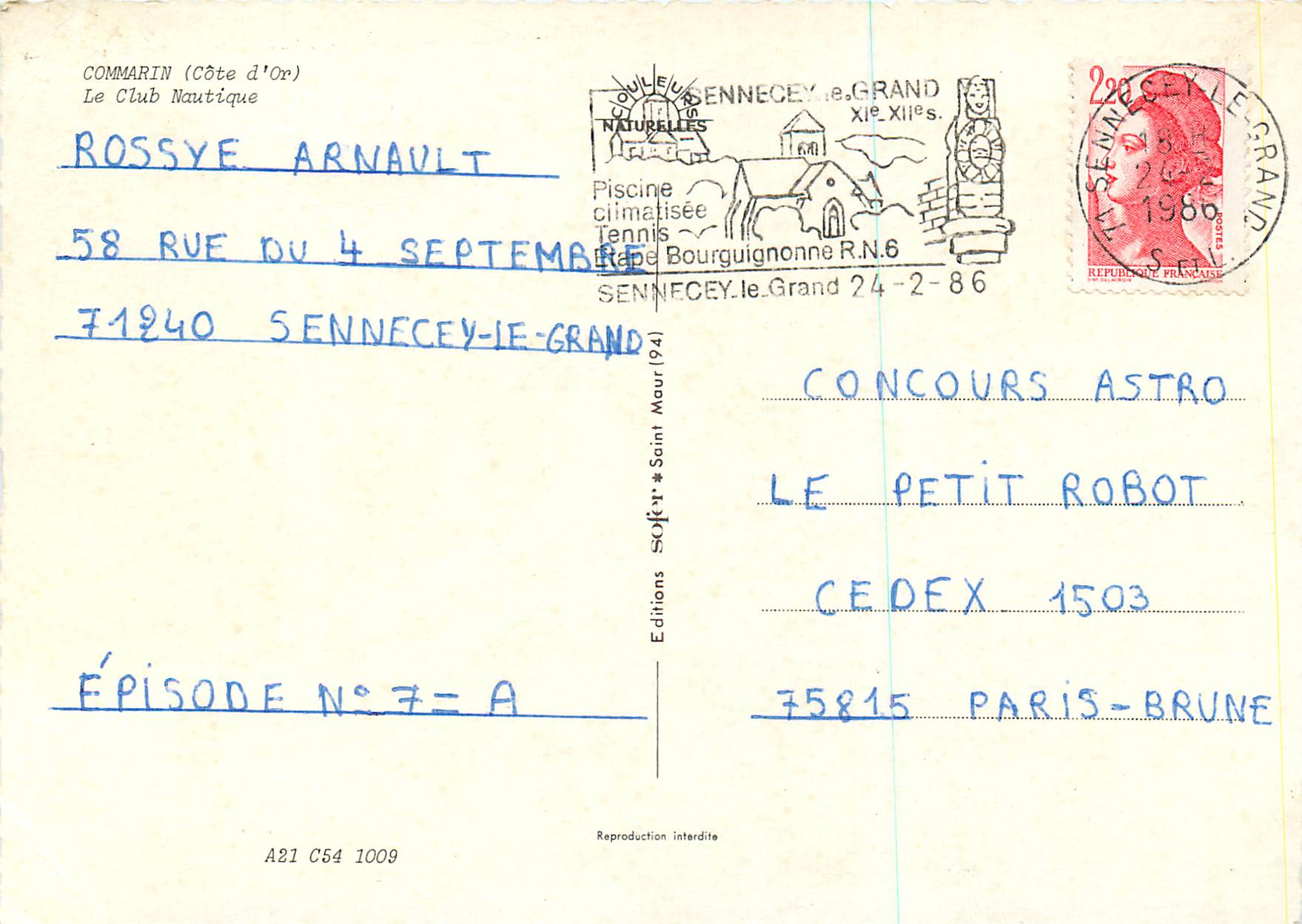 CPM Commarin (Cote d'Or) le Club Nautique — Back
