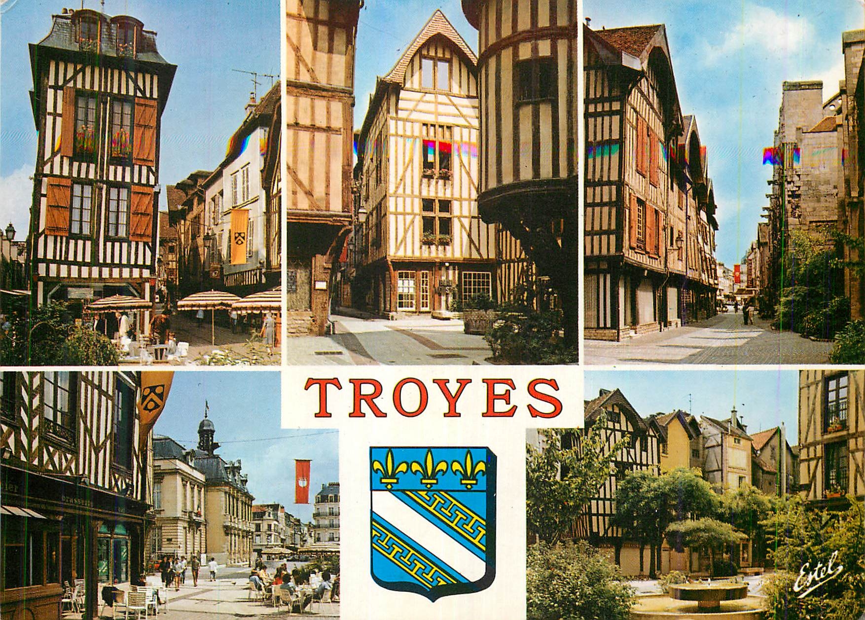Troyes — Divers aspects de la place du Maréchal Foch, rue Champeaux et rue Mohlé — Éditions ESTEL
