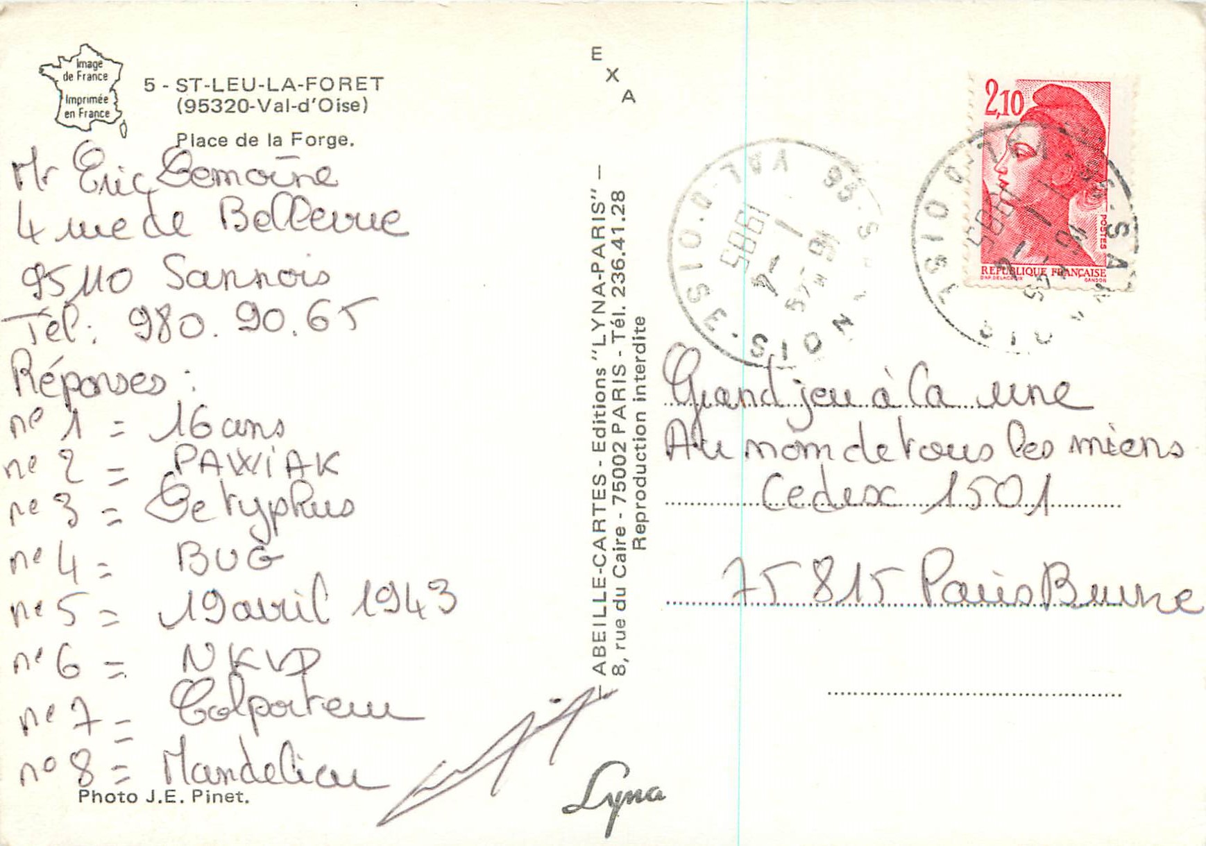 CPM St Leu la Foret (Val d'Oise) Place de la Forge — Rückseite
