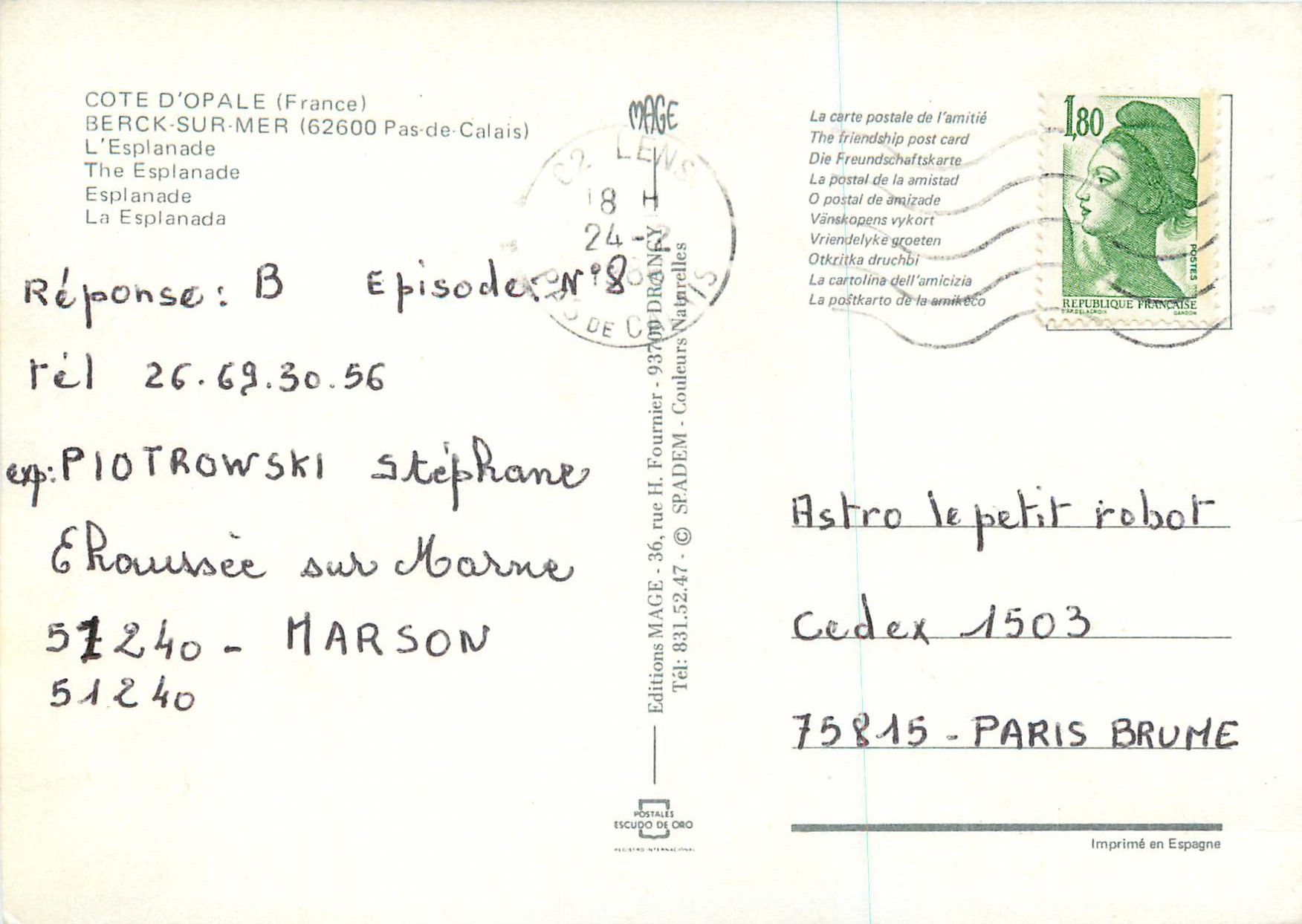 CPM Une Pensee de Berck sur Mer Cote d'Opale (France) L'Esplanade Train — Rückseite