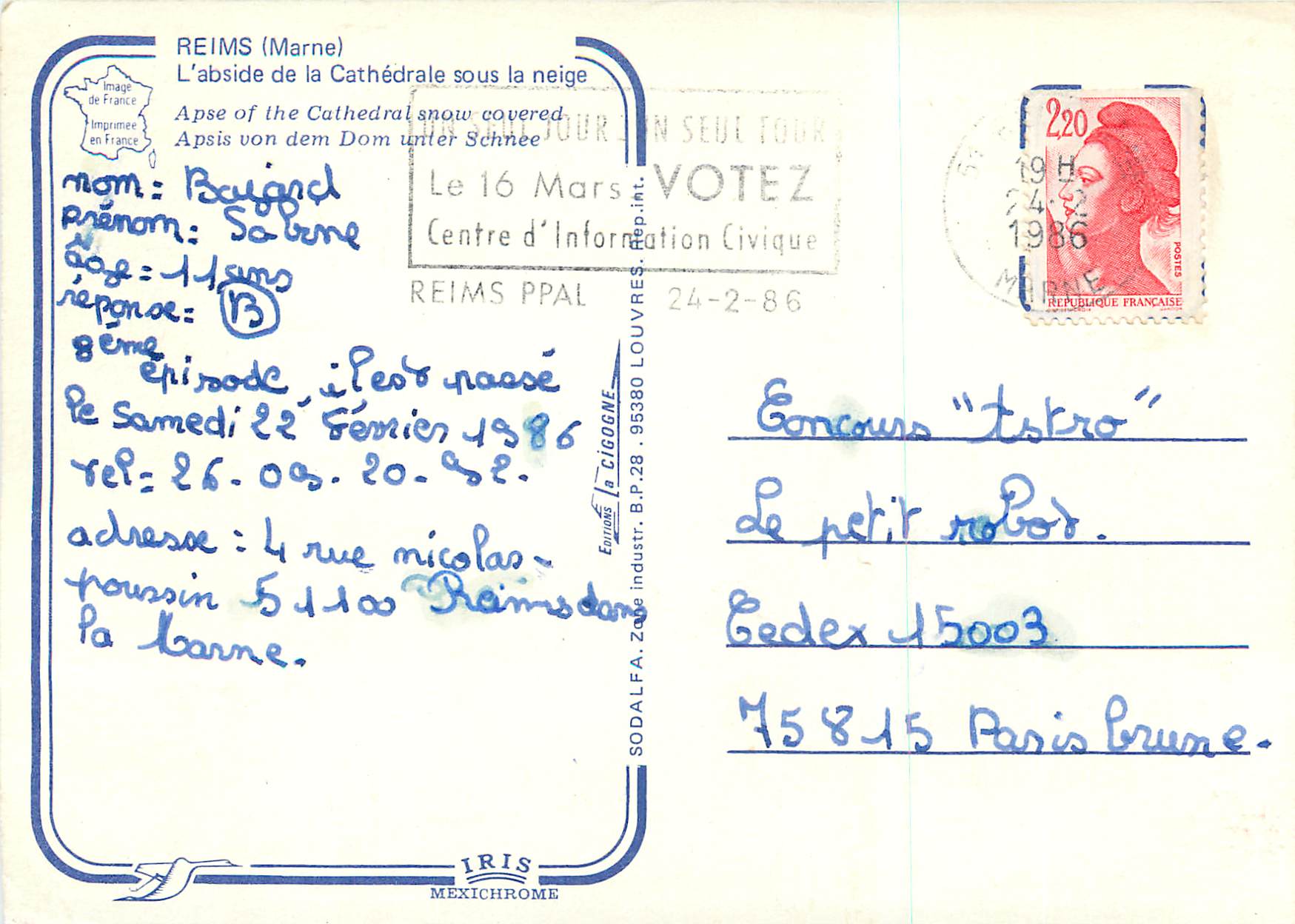 Reims (Marne) — L'abside de la Cathédrale sous la neige — IRIS MEXICHROME — Reverso