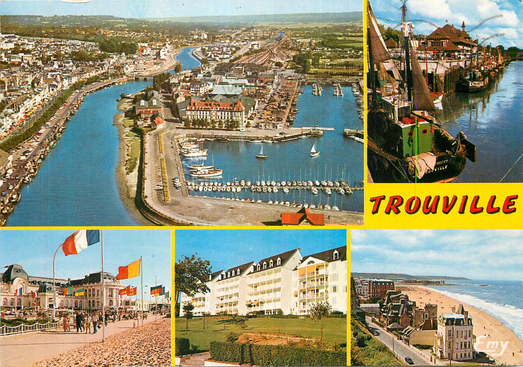 Trouville — Vue aérienne sur la Touques et le port de plaisance — Editions Normandes LE GOUBEY