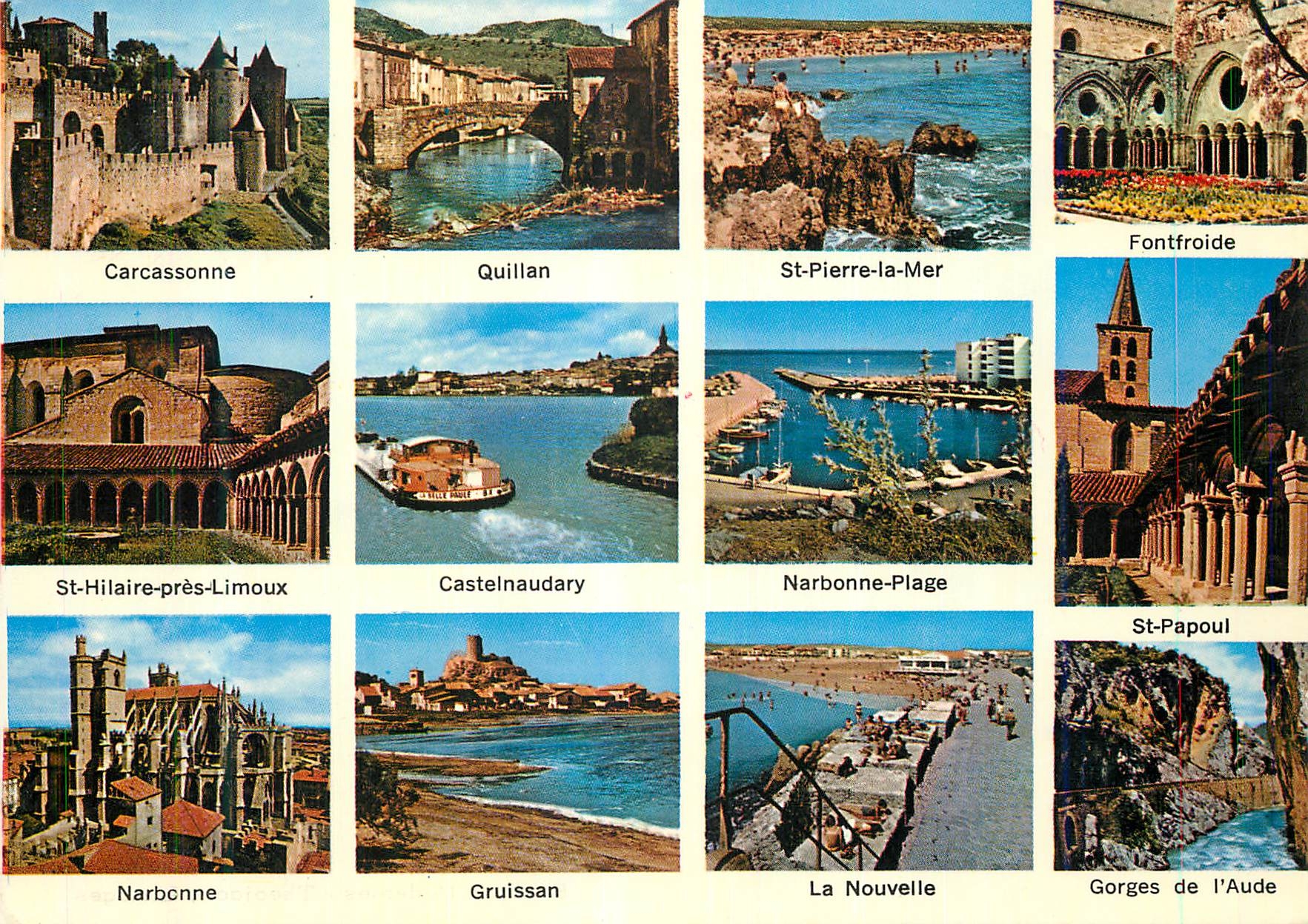 CPM Visages de l'Aude Carcassonne Quillan St Pierre la Mer Fontfroide Castelnaudary Gruissan