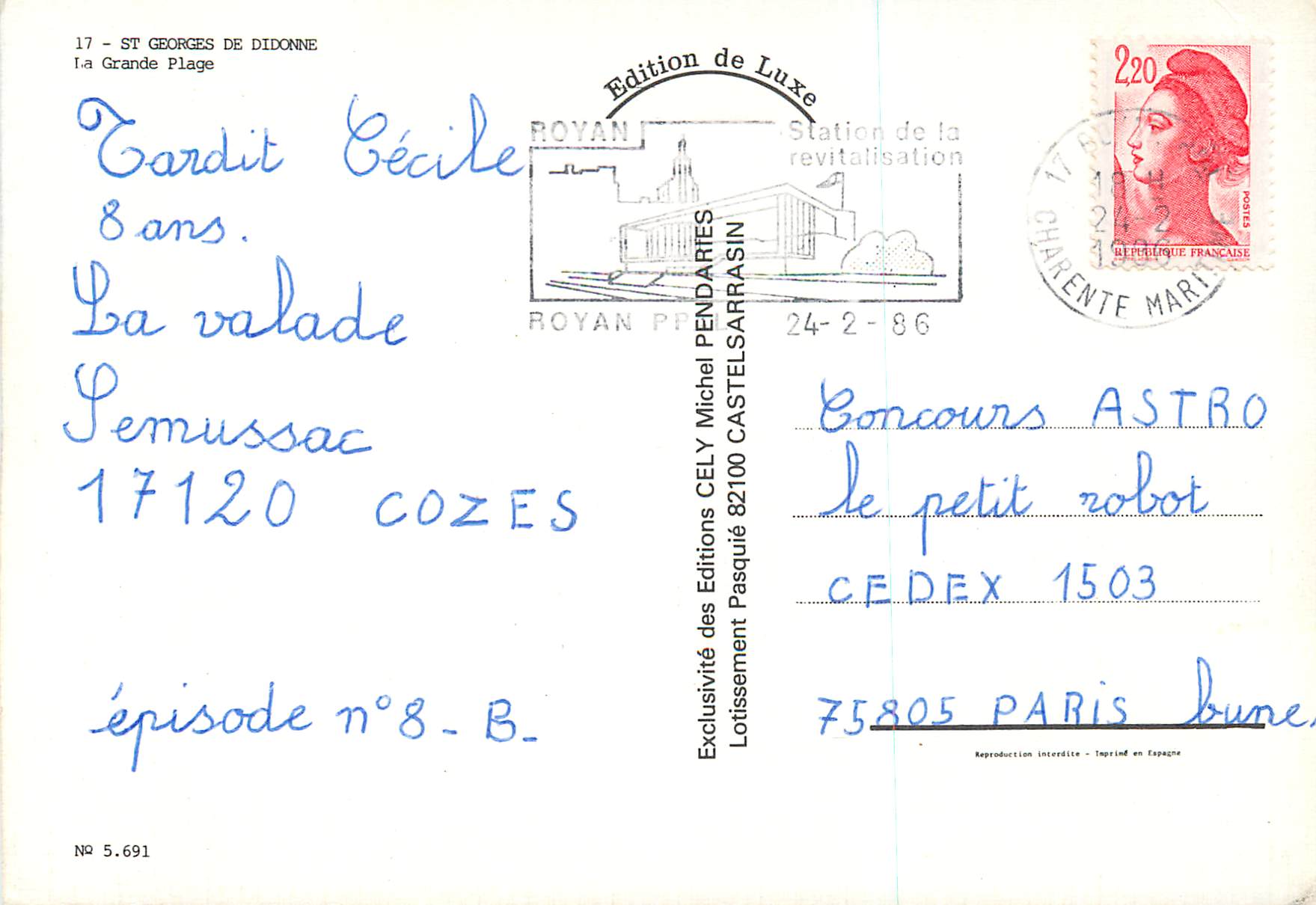 CPM St Georges de Didonne La Grand Plage — Back