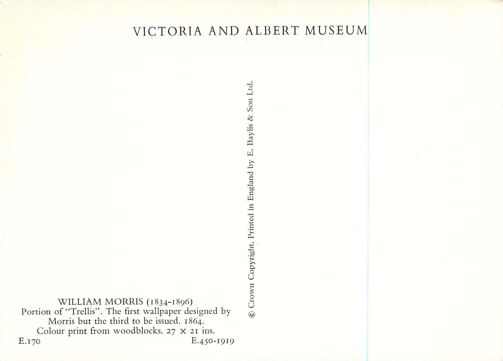 CPM Victoria and Albert Museum William Morris (1834 1896) — Rückseite
