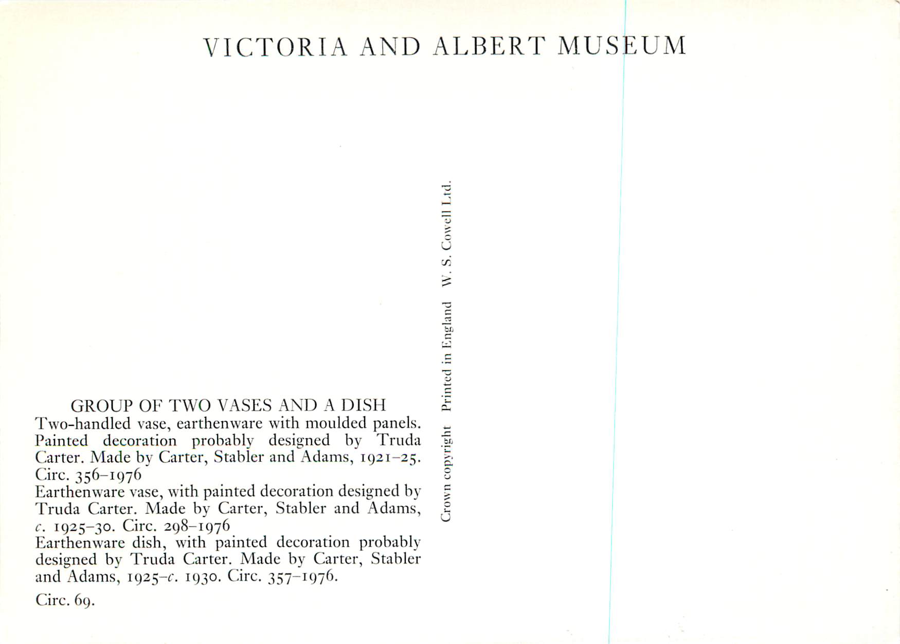 CPM Victoria and Albert Museum Group of two Vases and a Dish — Rückseite