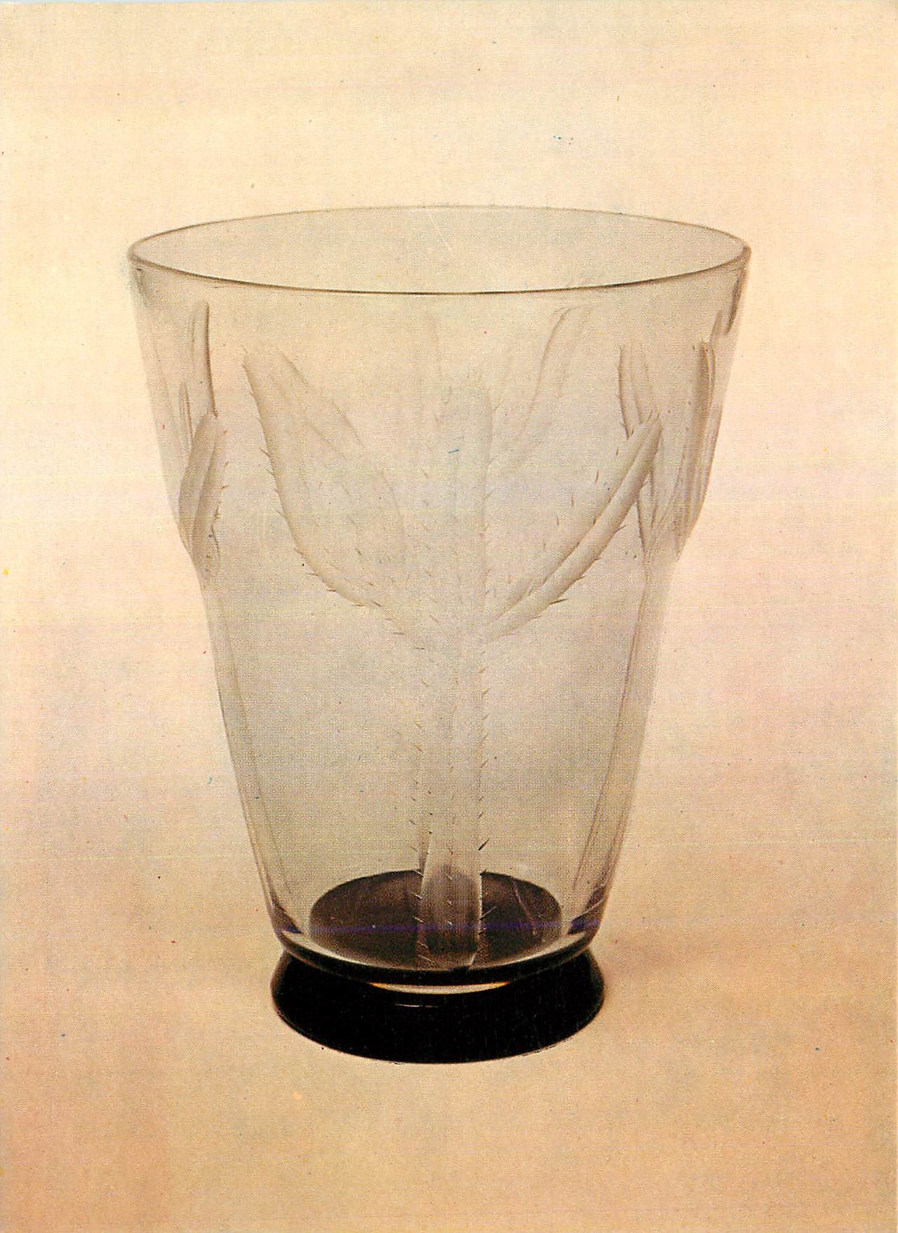 CPM Victoria and Albert Museum Vase Glass with Unpolished Cut Decoration