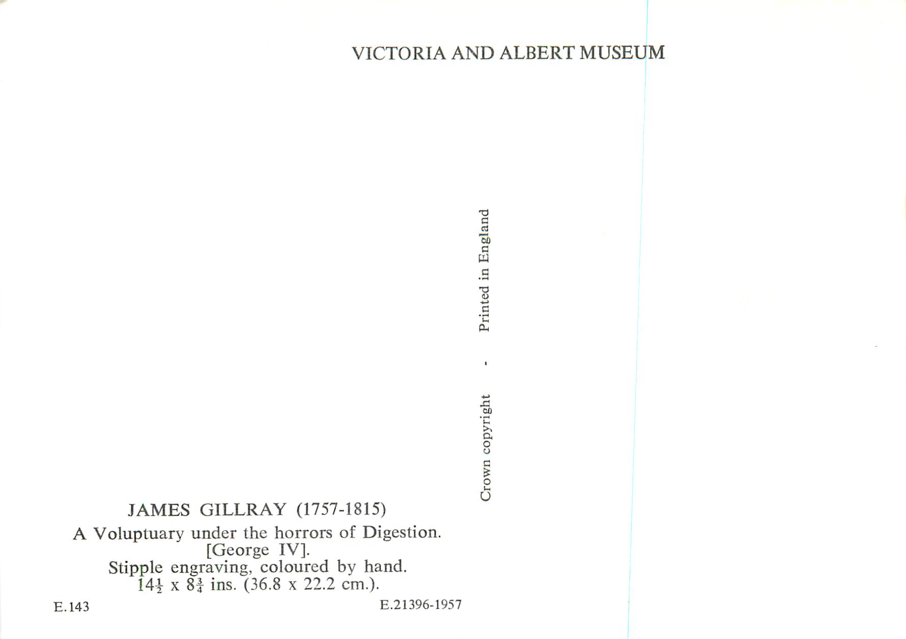 CPM Victoria and Albert Museum James Gillray (1757 1815) — Rückseite