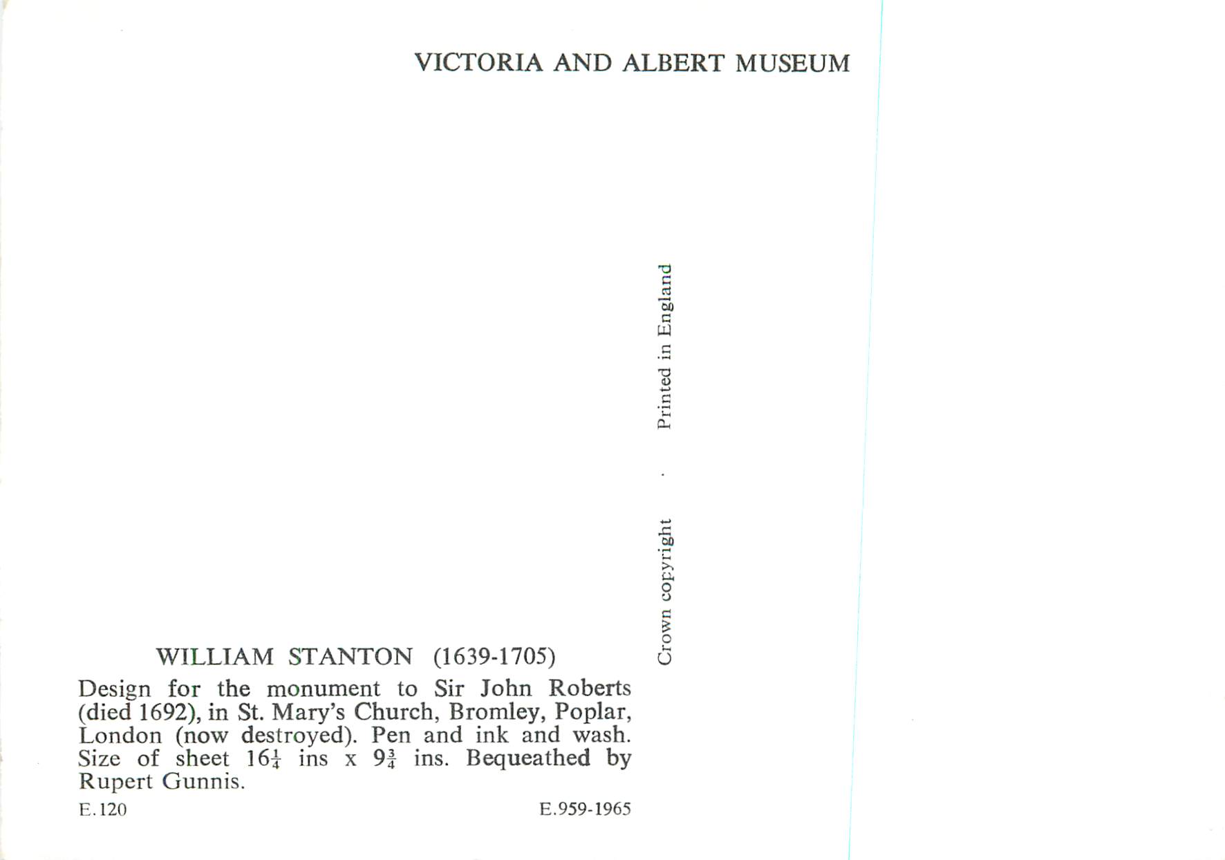 CPM Victoria and Albert Museum (1639 1705) — Rückseite