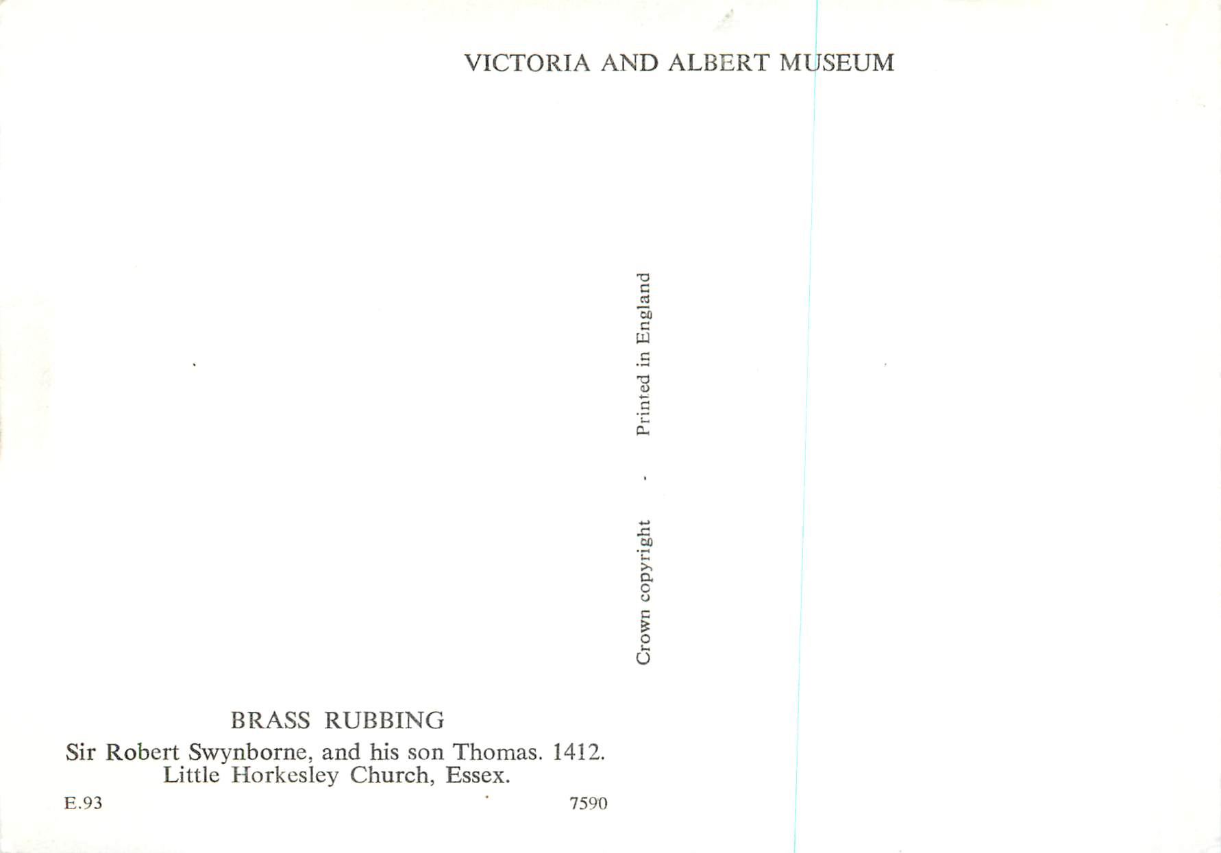 CPM Victoria and Albert Museum Brass Rubbing — Rückseite