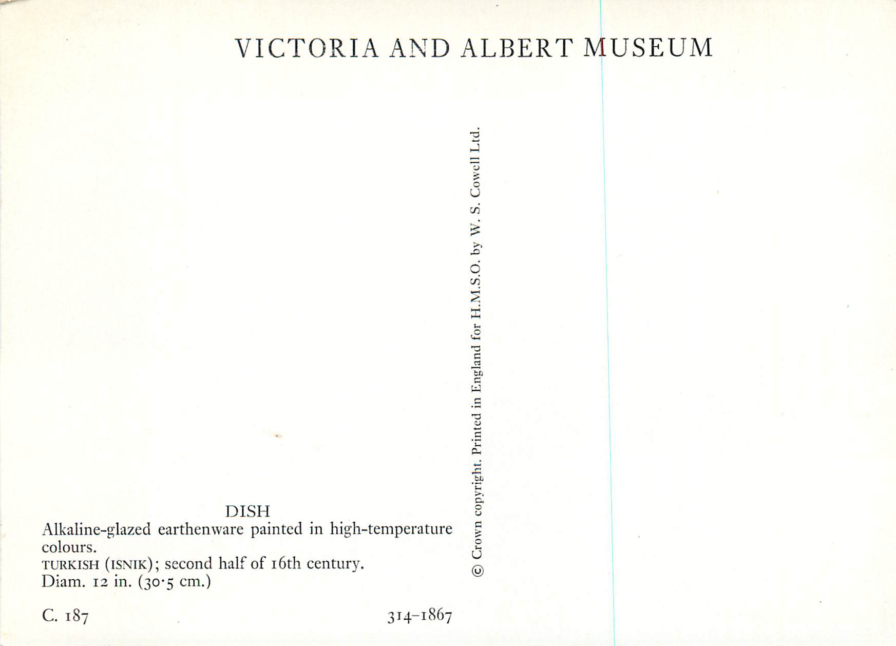 CPM Victoria and Albert Museum Dish Alkaline Glazed Eartheware — Rückseite