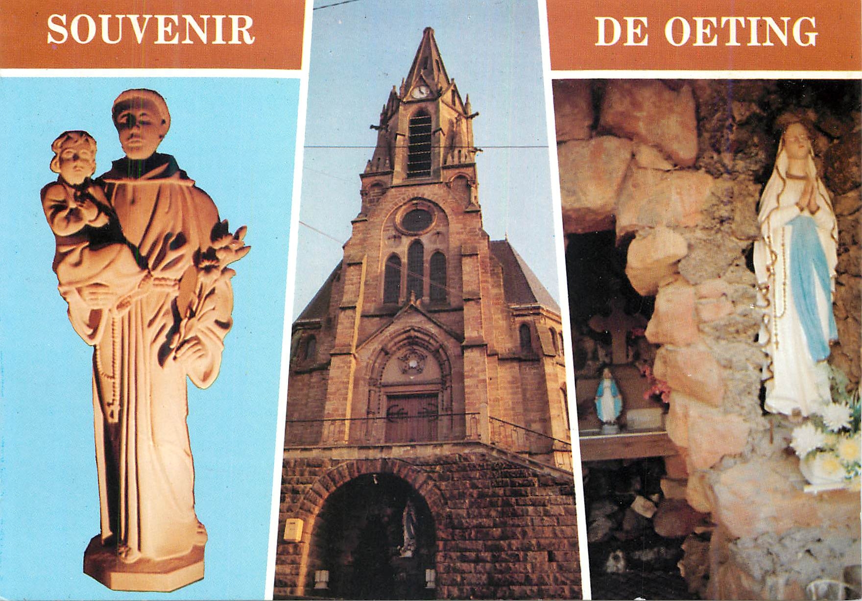 CPM Oeting Nouvelle Statue de Saint Antoine de Padoue Sculptee en 1987