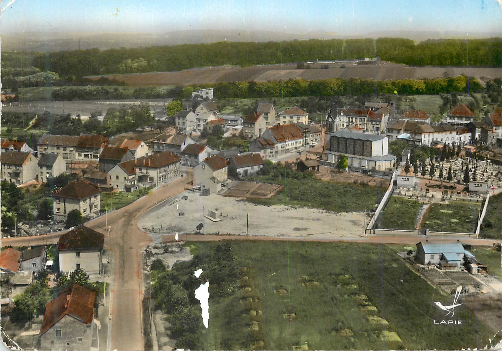 CPM En Avion au Dessus de Schoeneck (Moselle) Quartier Eglise