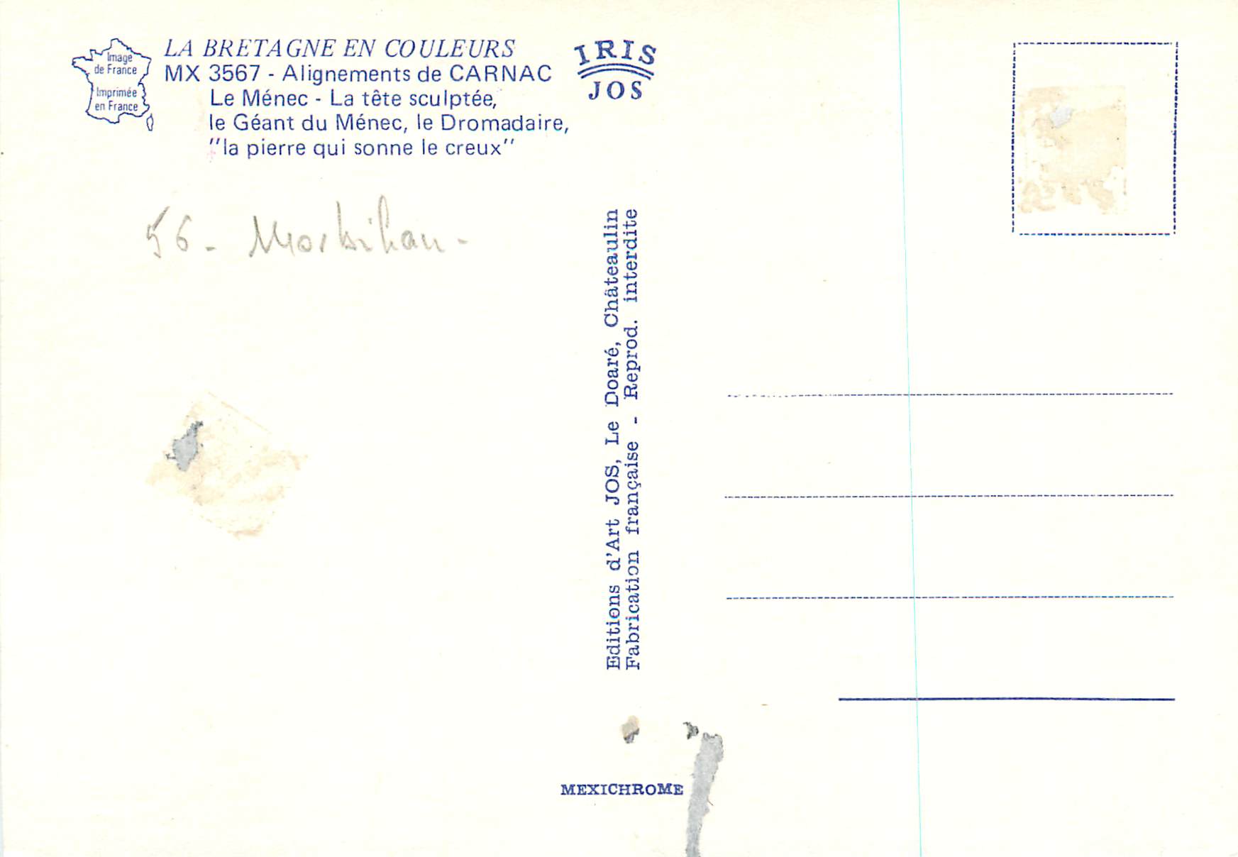 Le MéneC Carnac — Pierres curieuses — Éditions JOS — Rückseite