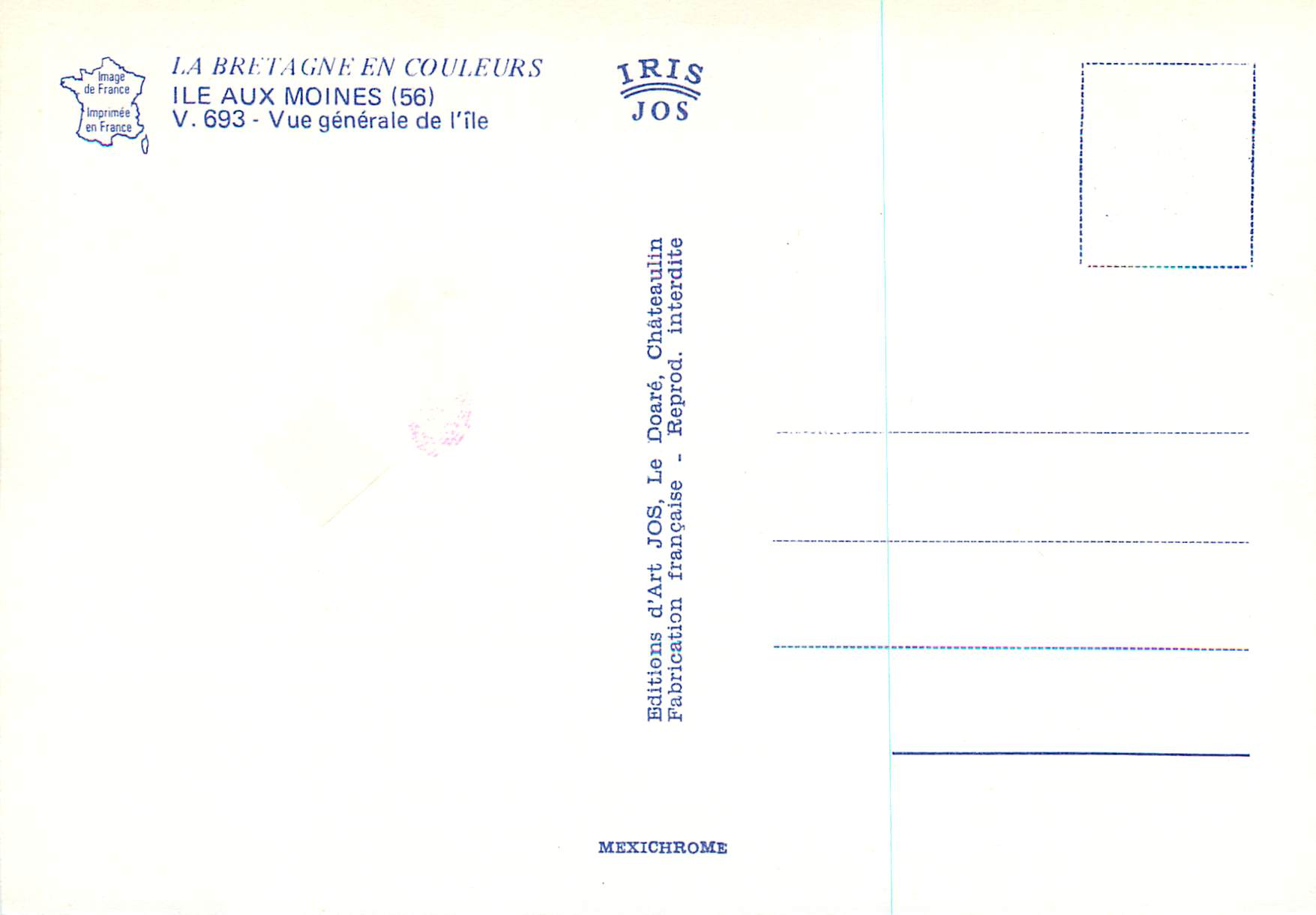 Ile aux Moines — vue générale — Éditions d'Art JOS — Rückseite