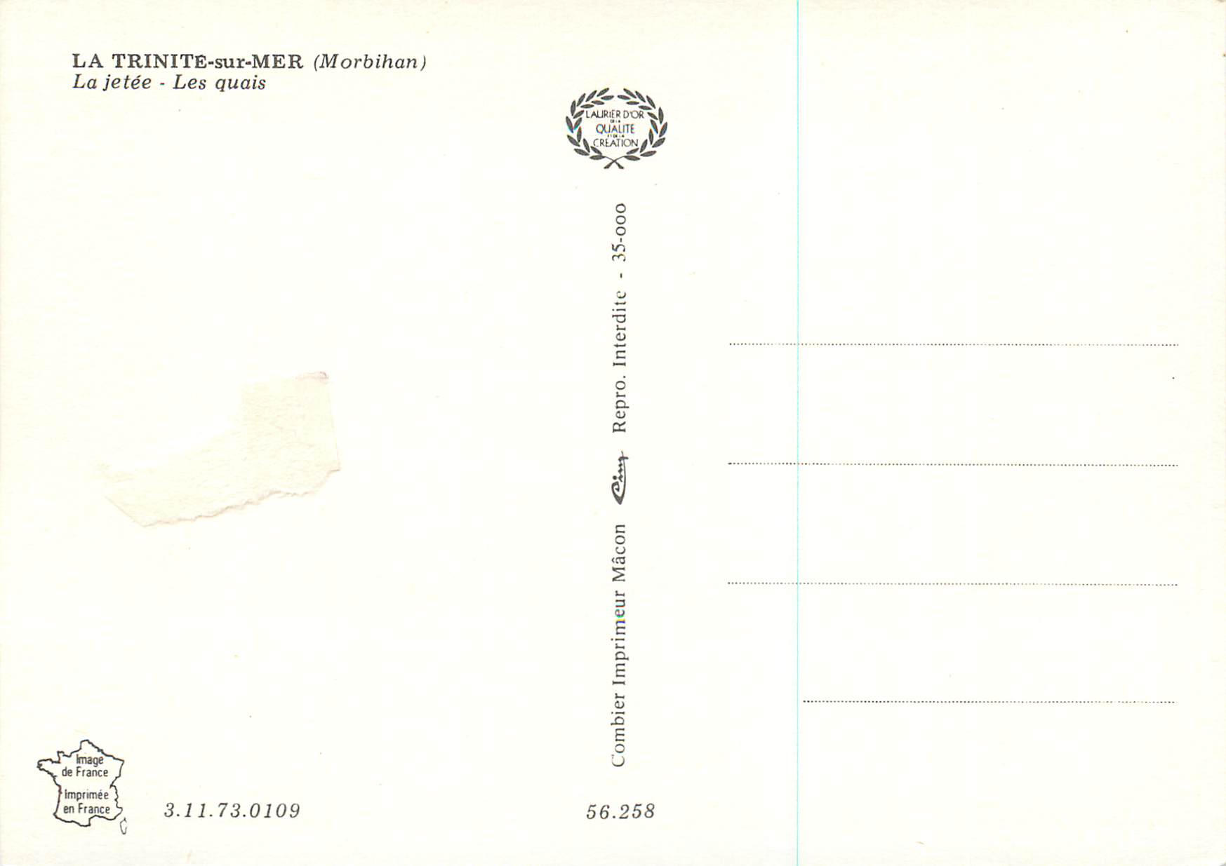 La Trinité-sur-Mer — La jetée - Les quais — Imprimeur Combier Mâcon — Rückseite
