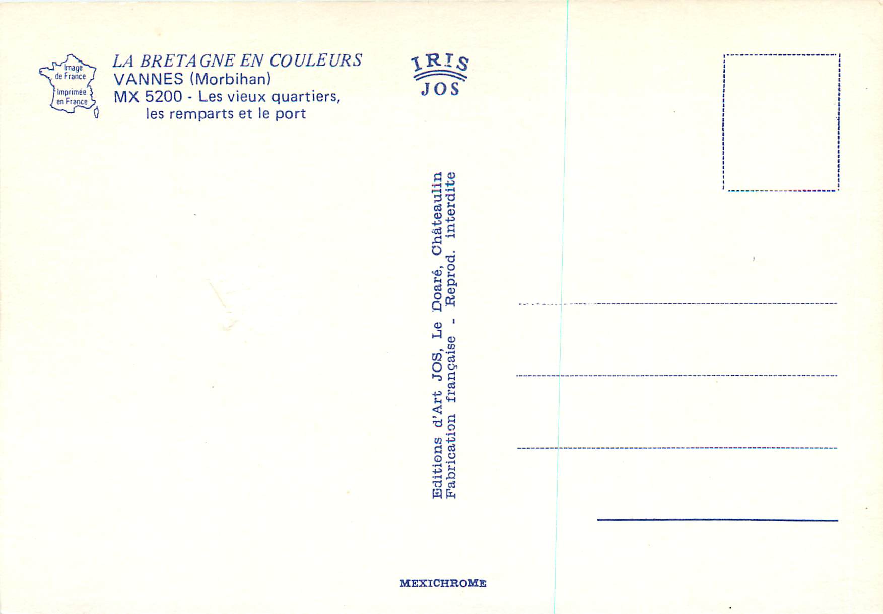 Vannes — Vieux quartiers, les remparts et le port — Éditions d'Art JOS — Rückseite