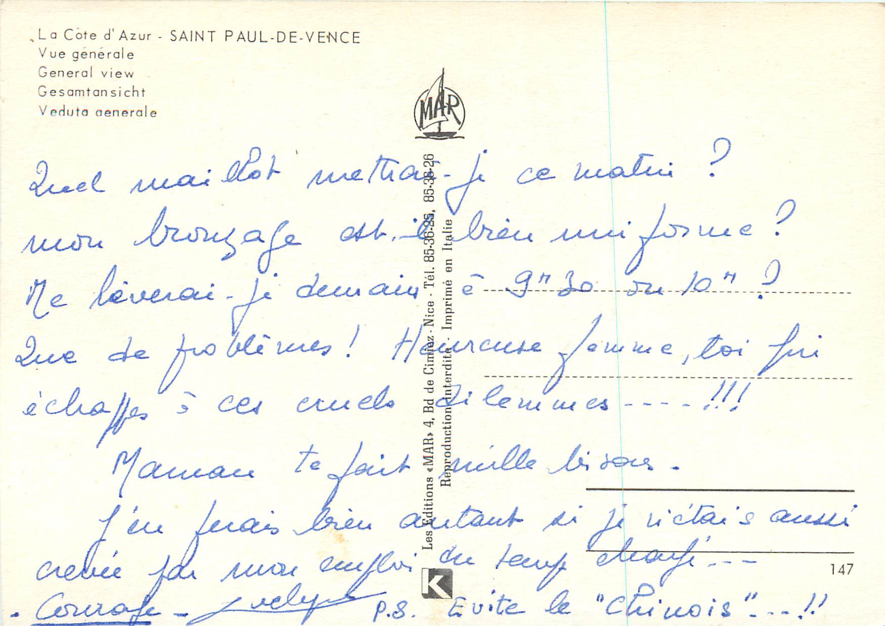 CPM Saint Paul de Vence La Cote d'Azur Vue Generale — Rückseite