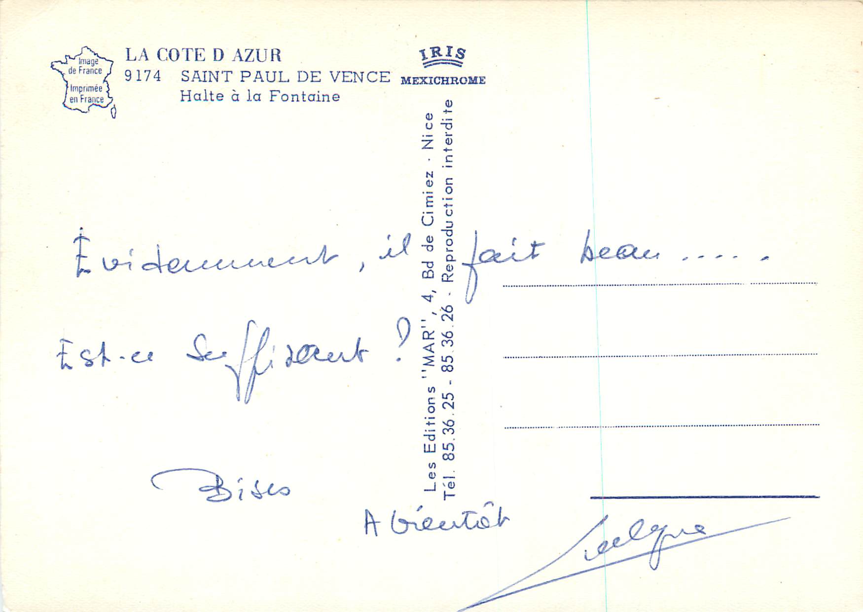 CPM Saint Paul de Vence La Cote d'Azur Halte a la Fontaine Ane Donkey — Rückseite