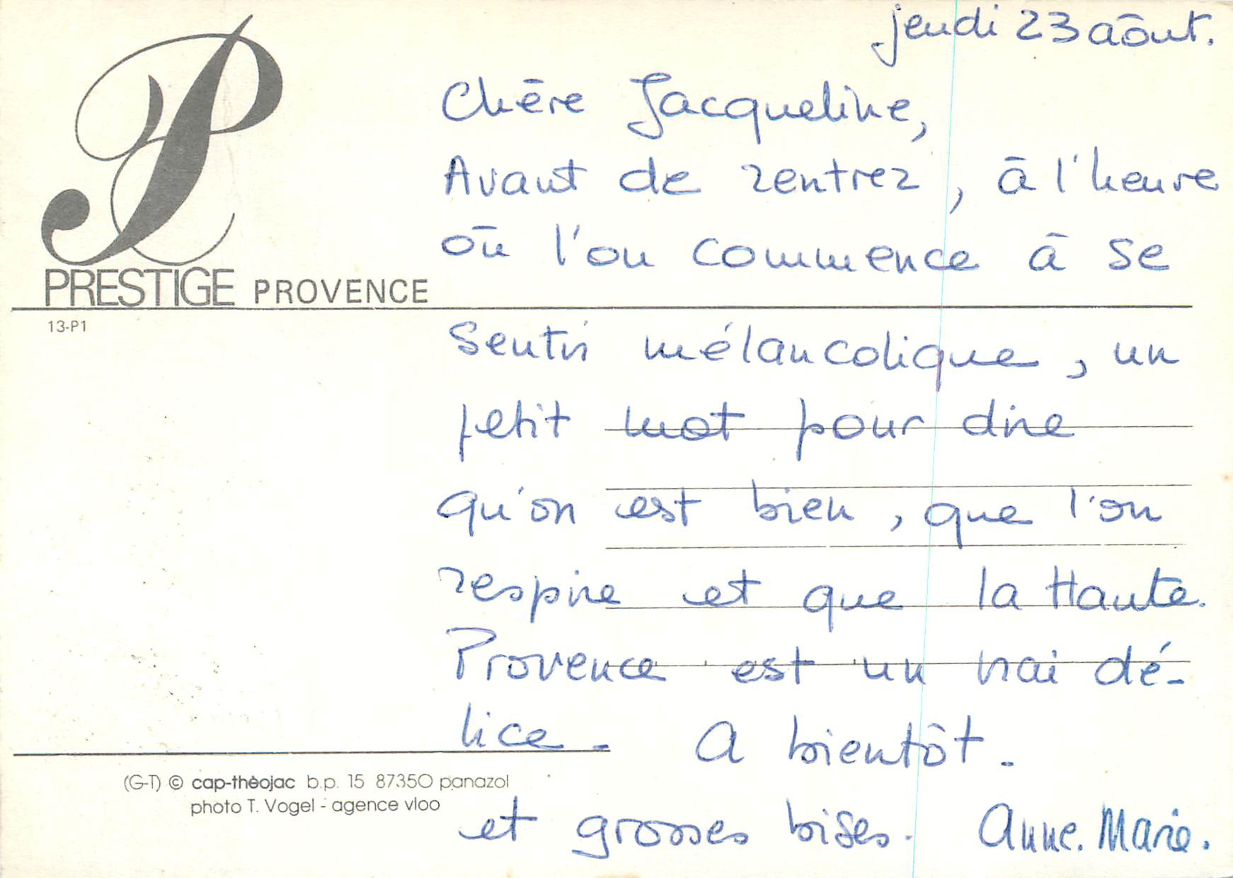 CPM Prestige Provence — Rückseite