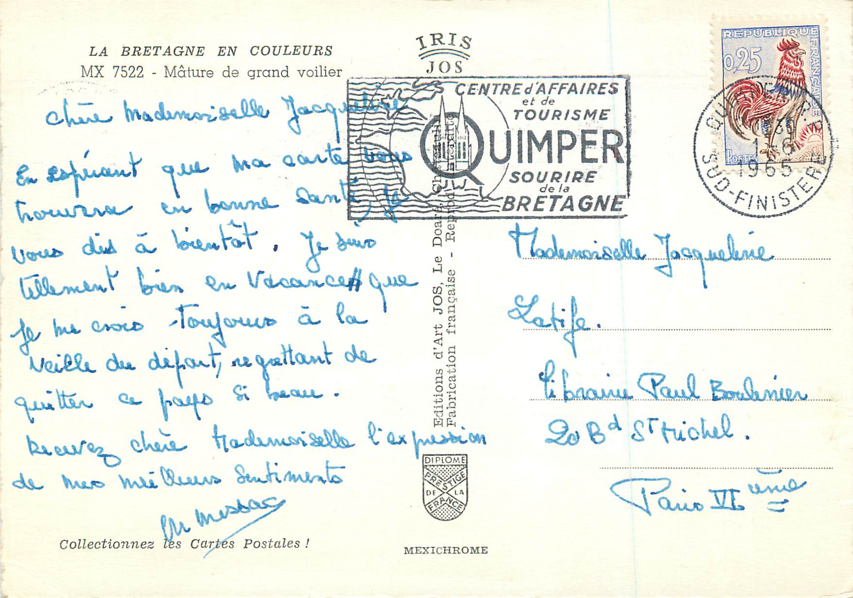 CPM La Bretagne en Couleurs Mature de Grand Voilier Bateaux — Back