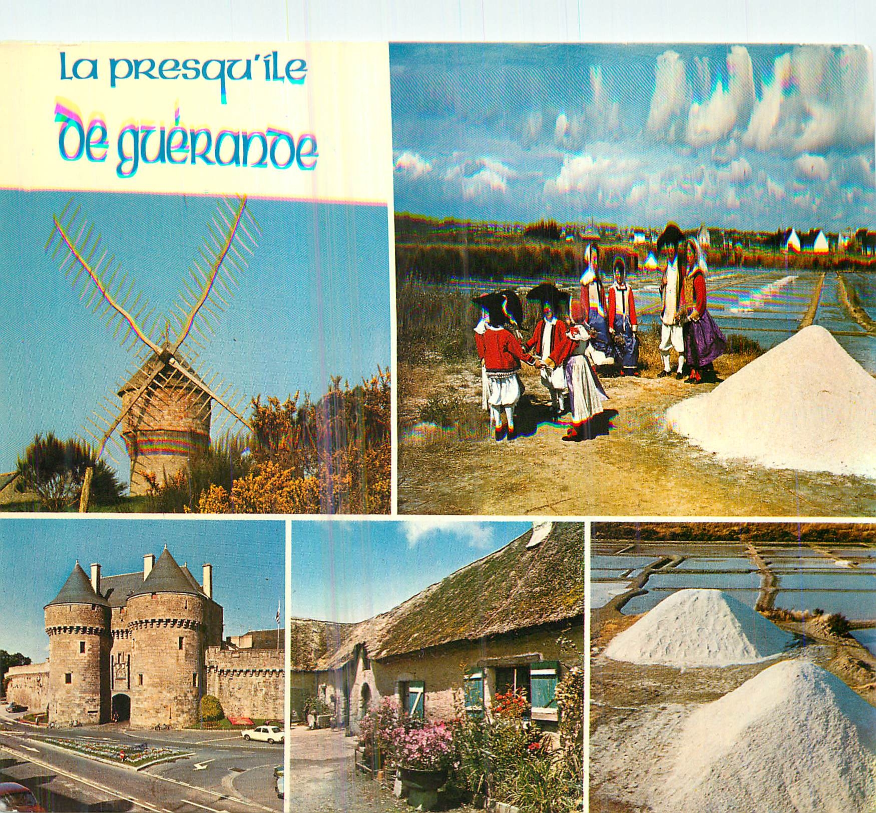 CPM La Presqu'Ile de Guerande Couleurs de Bretagne Le Moulin du Diable La Porte St Michel Folklore