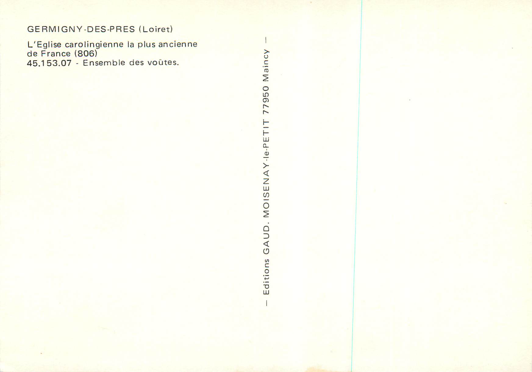 Germigny-des-Prés — L'église carolingienne la plus ancienne de France — Éditions Moisenay — Verso