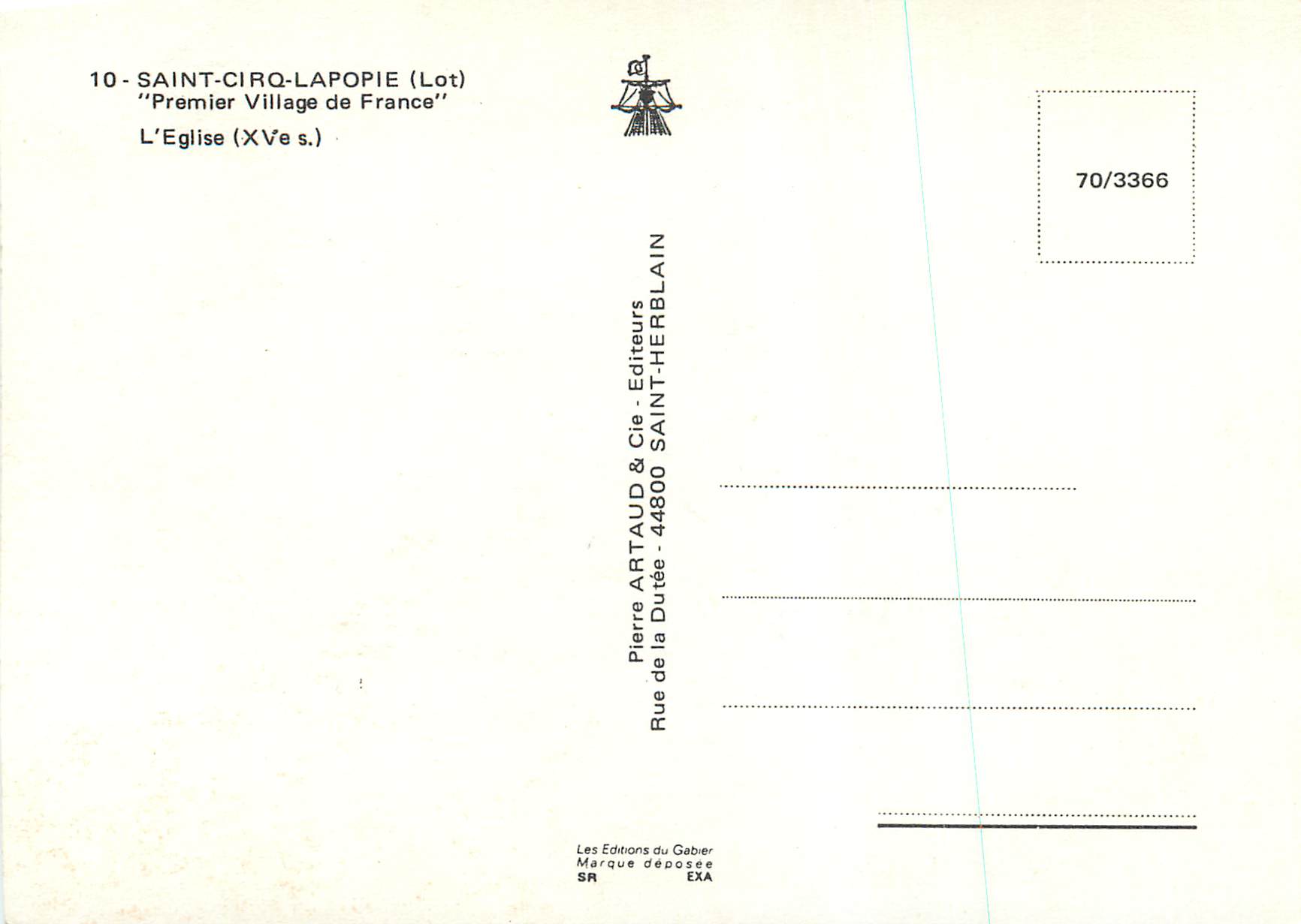 Saint-Cirq-Lapopie (Lot) — L'Église (XVe s.) — Les Éditions du Gabier — Verso