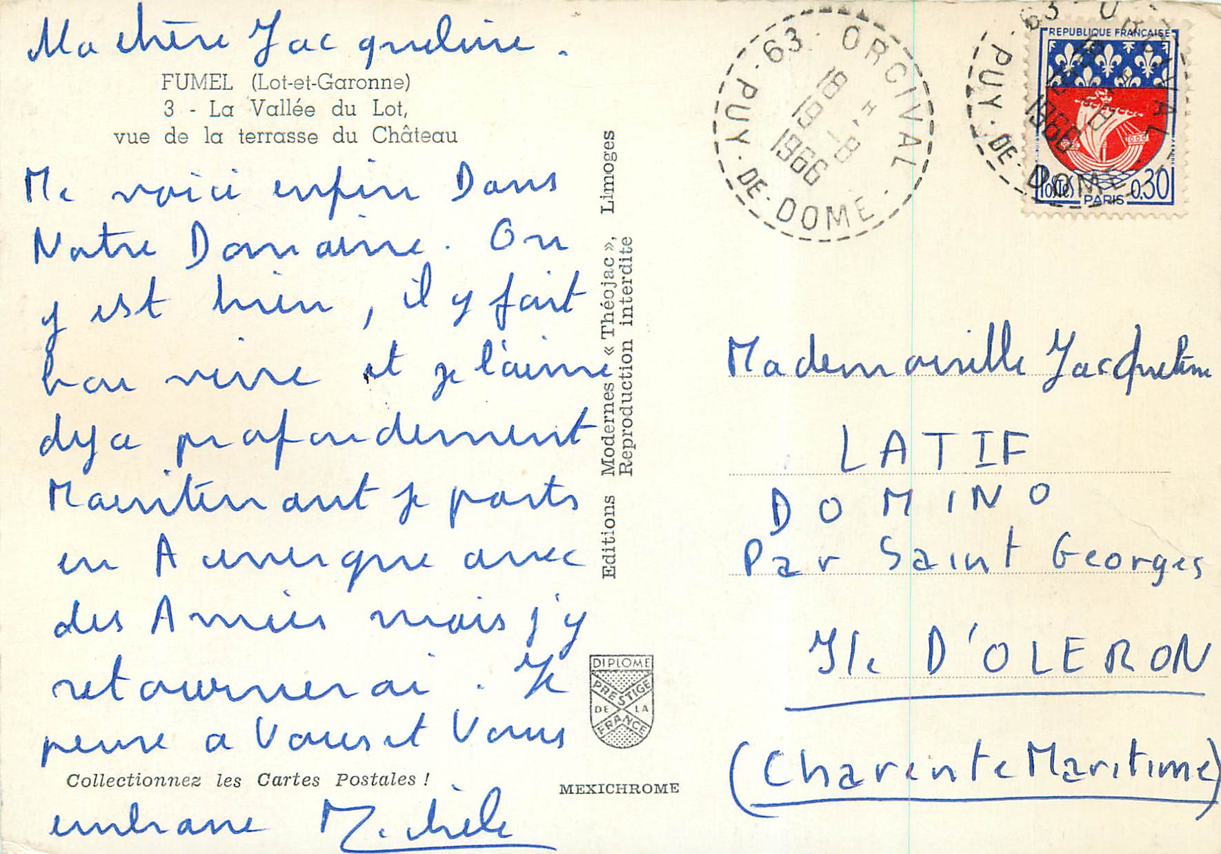 Vue de la Vallée du Château — Fumel (Lot-et-Garonne) — Éditions Modernes & Théodic — Verso