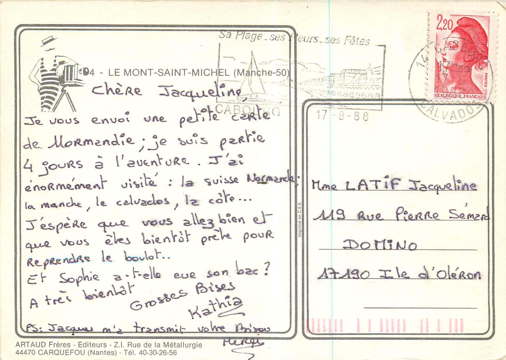 CPM Le Mont Saint Michel (Manche) — Verso