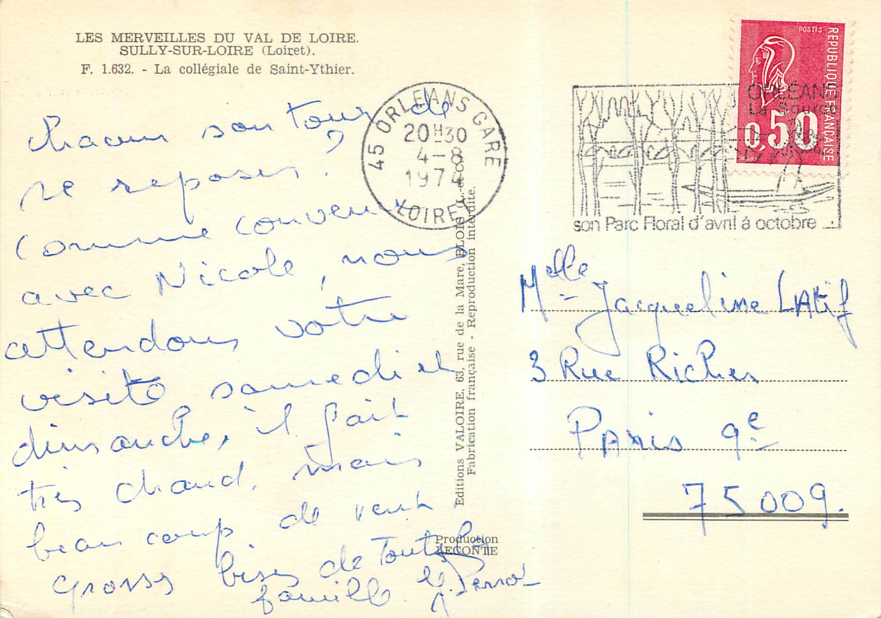 CPM Sully sur Loire (Loiret) Les Merveilles du Val de Loire Le Collegiale de Saint Ythier — Rückseite