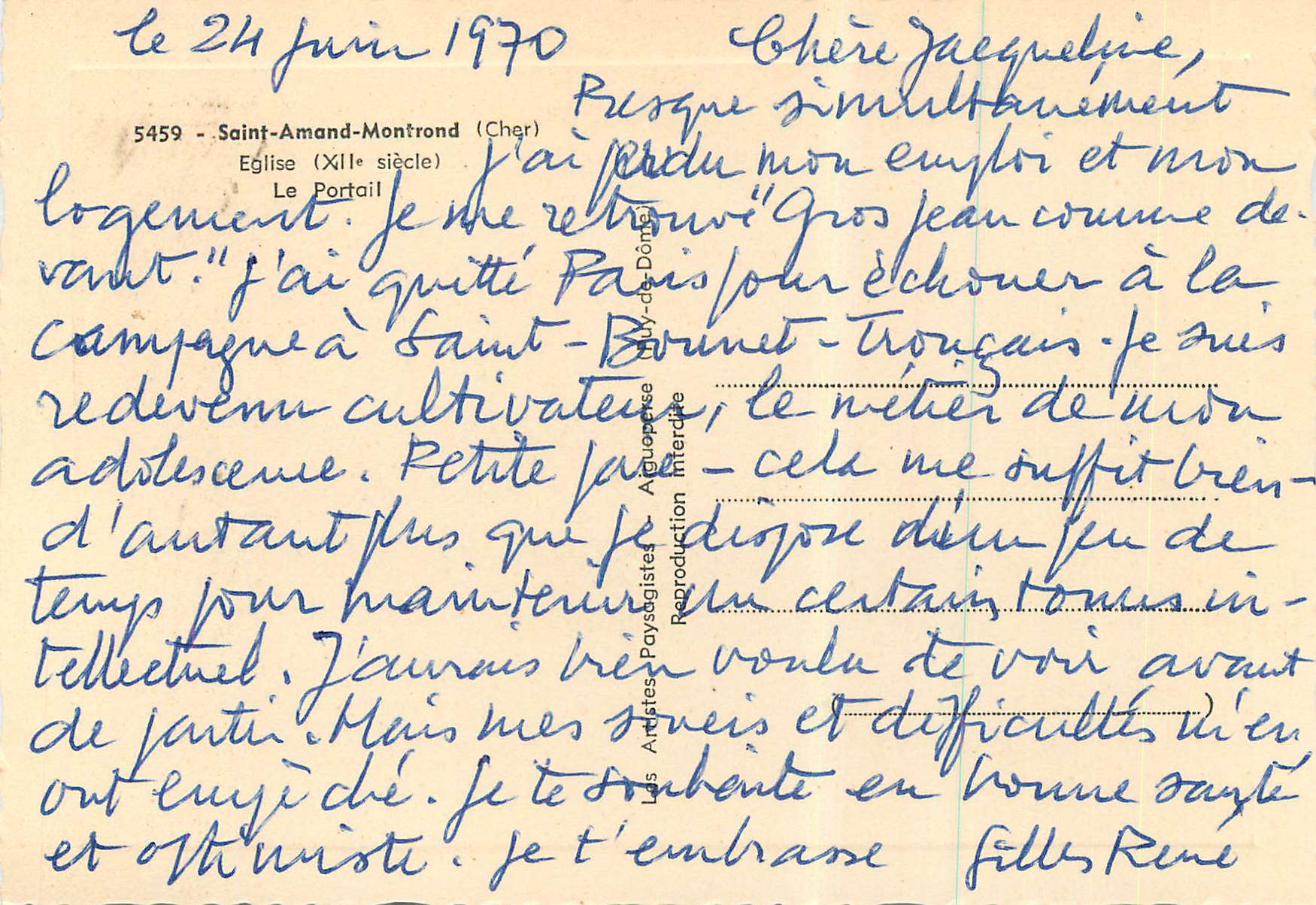 CPM Saint Amand Montrond (Cher) Eglise (XIIe Siecle) Le Portail — Verso
