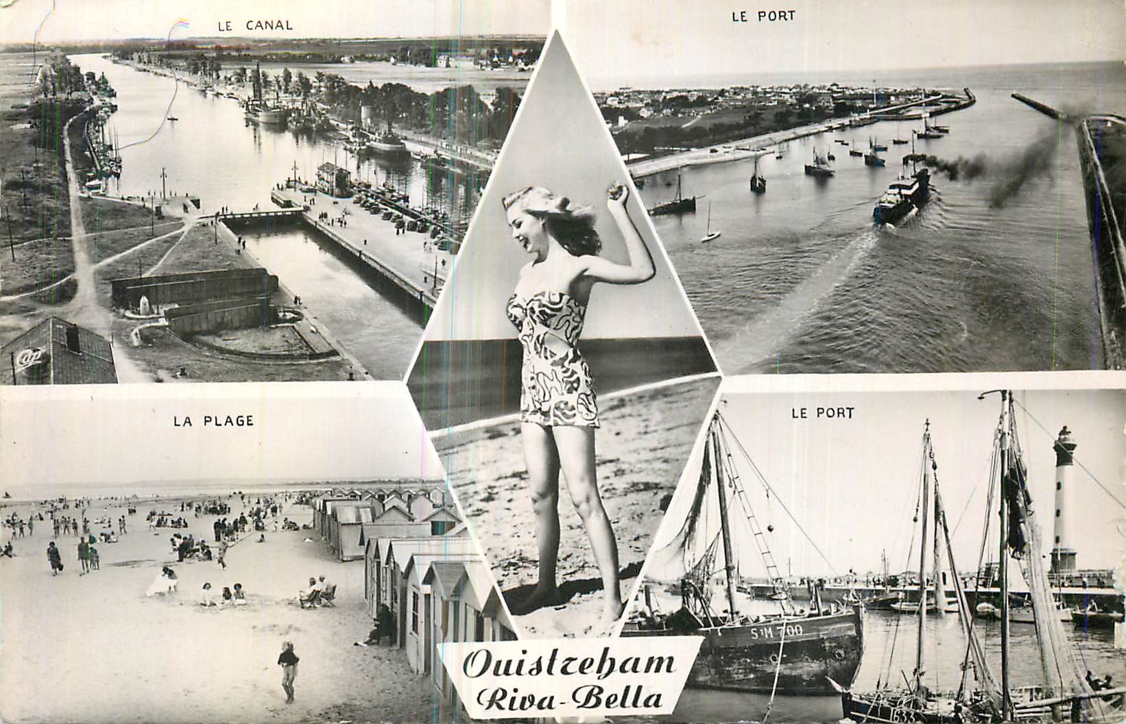 CPM Ouistreham Riva Bella Port des Yachts Le canal La plage Bateaux de peche