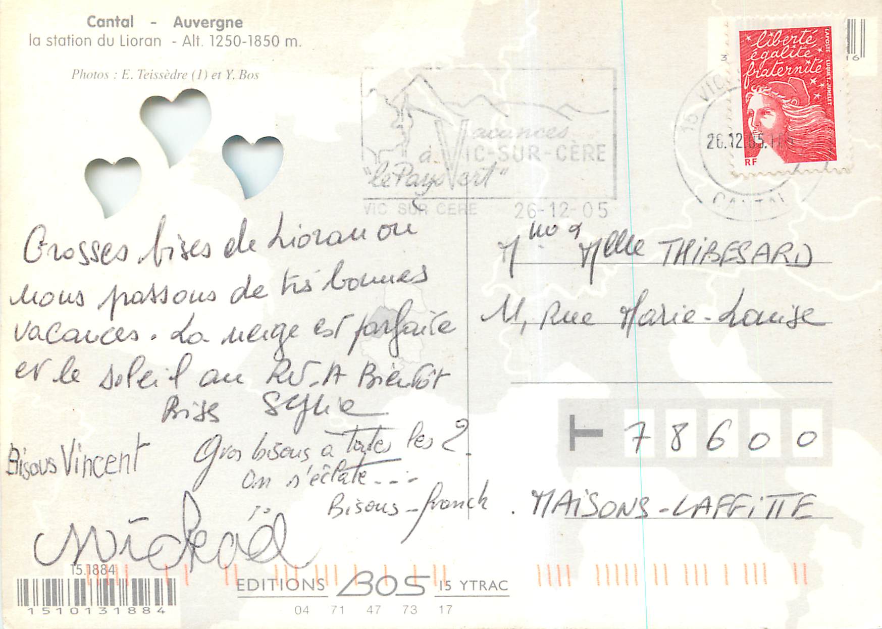 CPM Cantal Auvergne La Station du Lioran Alt 1250m 1850 m — Rückseite