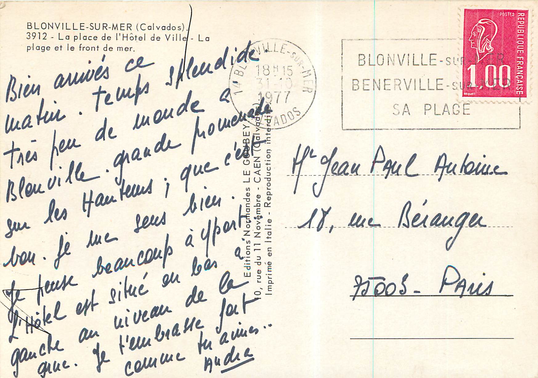 Blonville-sur-Mer — vue panoramique — Éditions Normandes Le Gobey — Verso