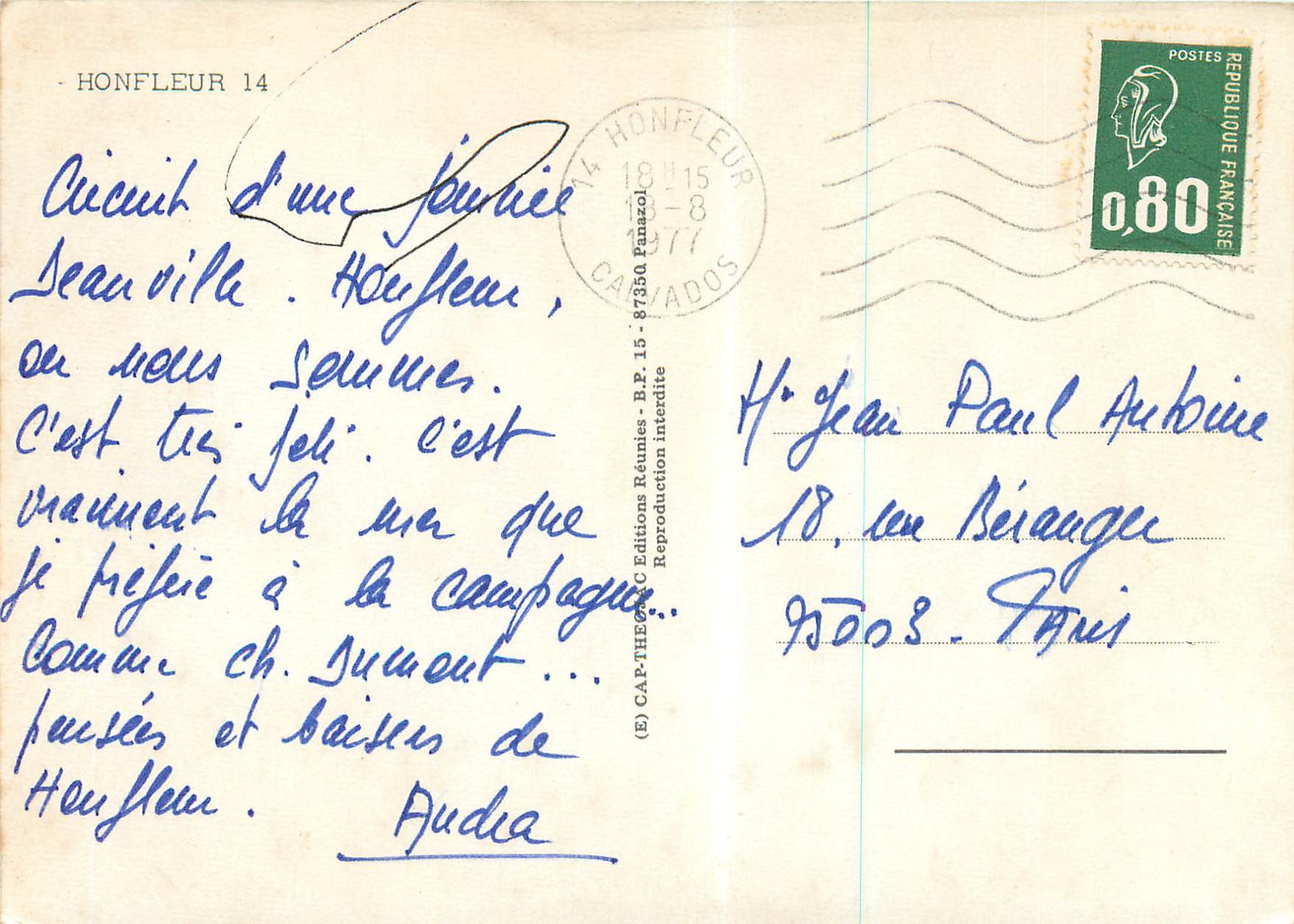 Honfleur — Le paradis des peintres — Éditions Réunies B.P. 15 - 87350 Panazol — Verso