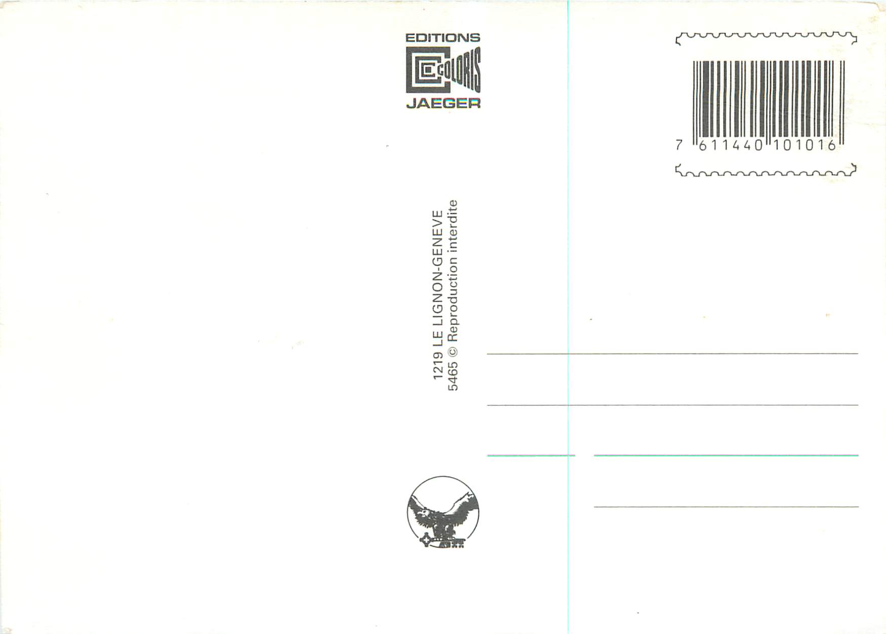 CPM Souvenir de Geneve — Rückseite