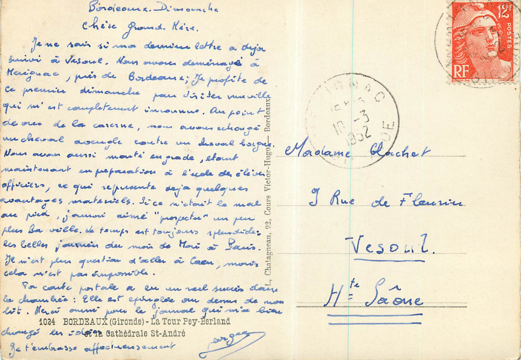 CPM Bordeaux (Gironde) la Tour Pey Berland et la Cathedrale St Andre Tramway — Rückseite
