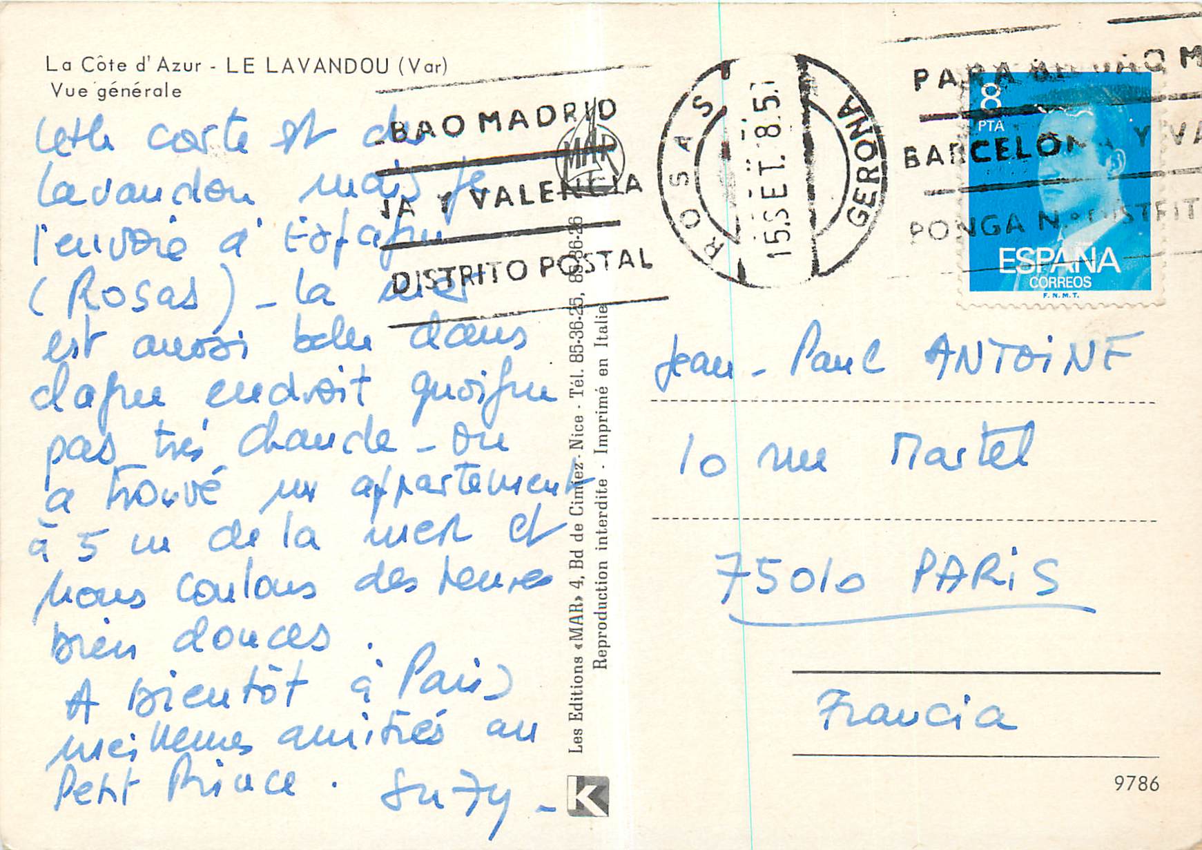 CPM Le Lavandou (Var) Vue Generale la Cote d'Azur — Rückseite